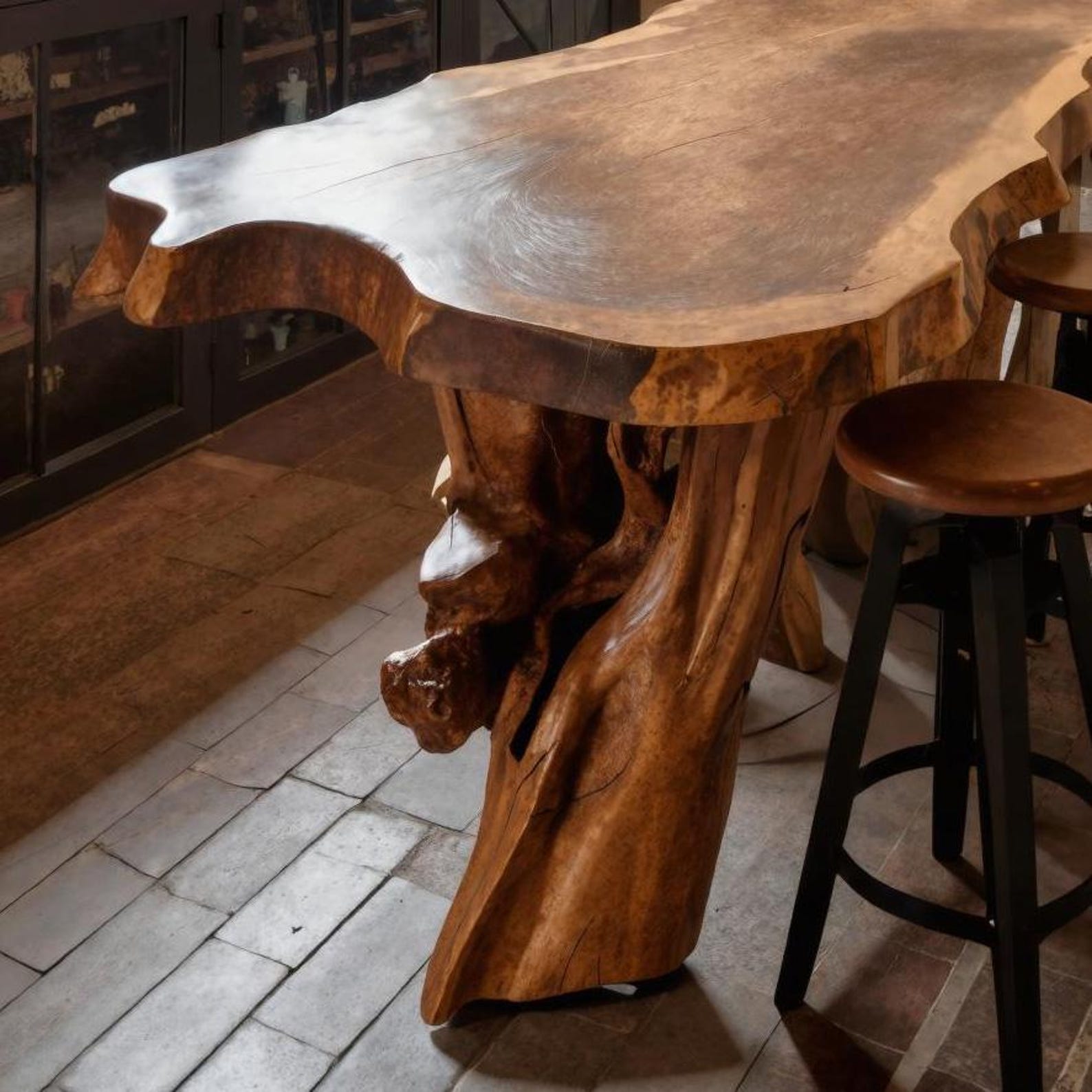 Rustic Live Edge Kitchen Island Table For Cozy Dining And Bar Gathering SITHDN002