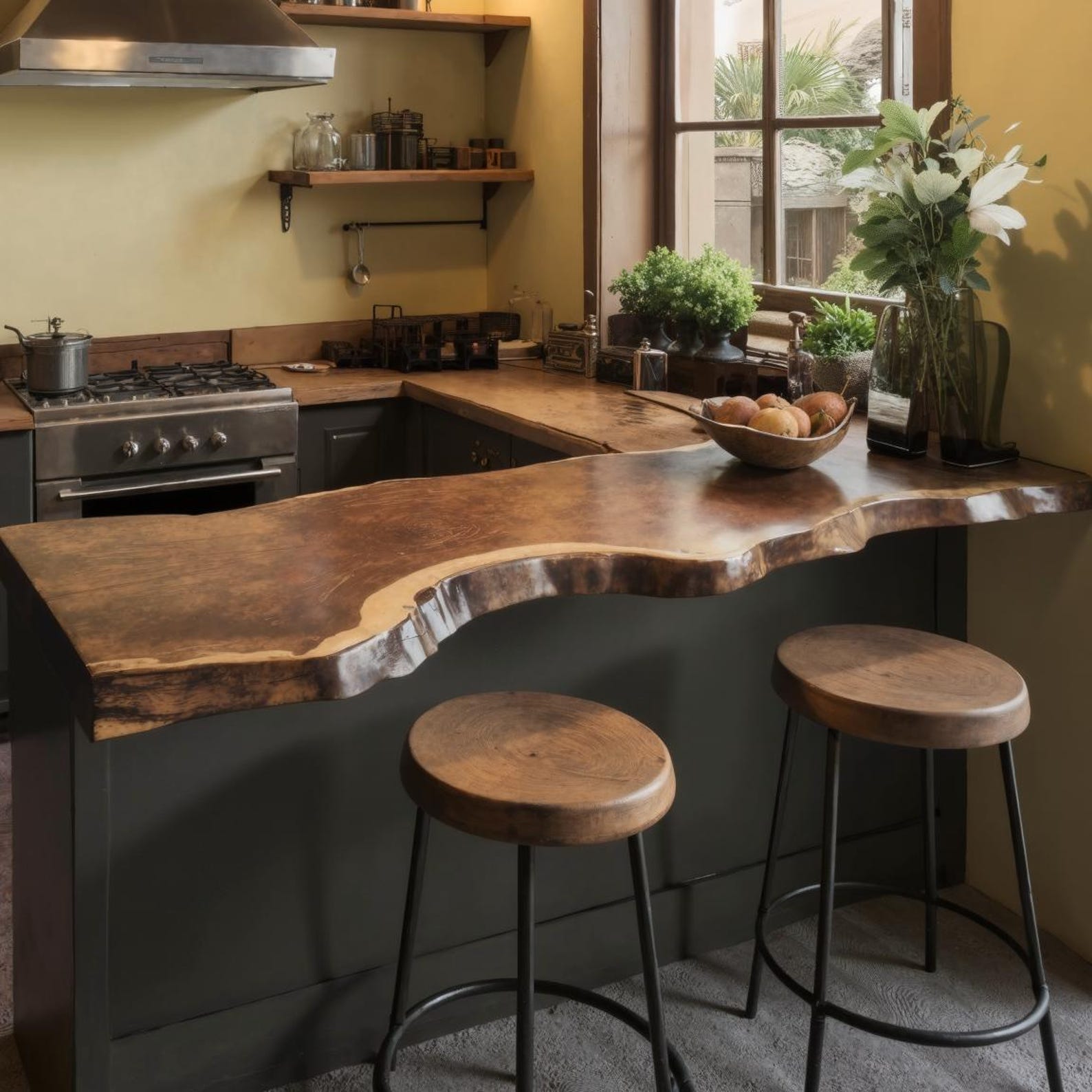 Natural Edge Kitchen Countertop For Warm Home Cooking And Dining Spaces SITHDN003