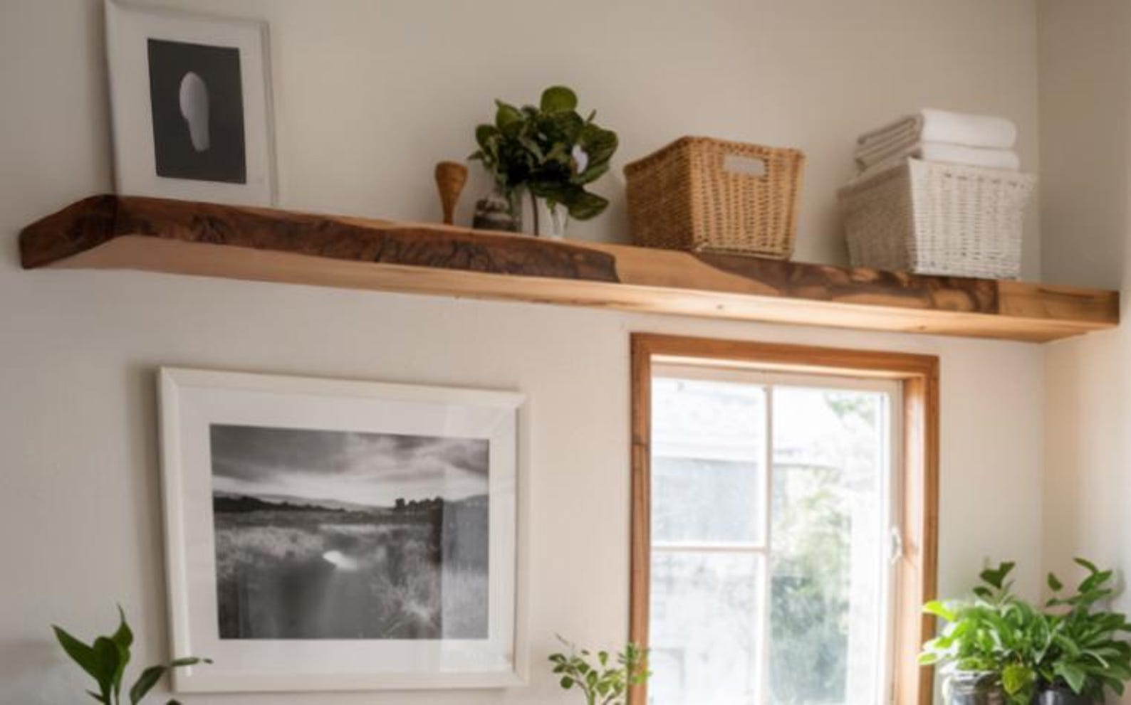 Rustic Wood Laundry Cabinet For Washer And Dryer With Natural Shelf Accent SITHLAU001