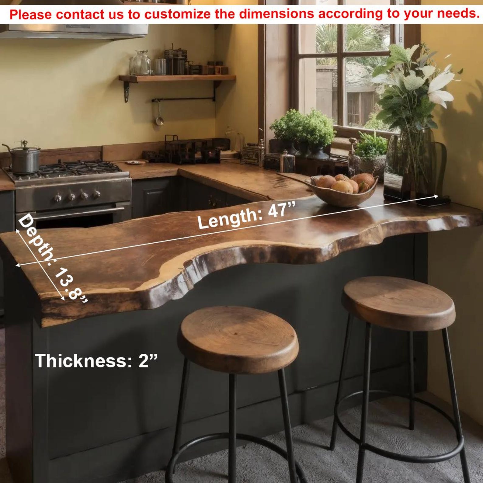 Natural Edge Kitchen Countertop For Warm Home Cooking And Dining Spaces SITHDN003