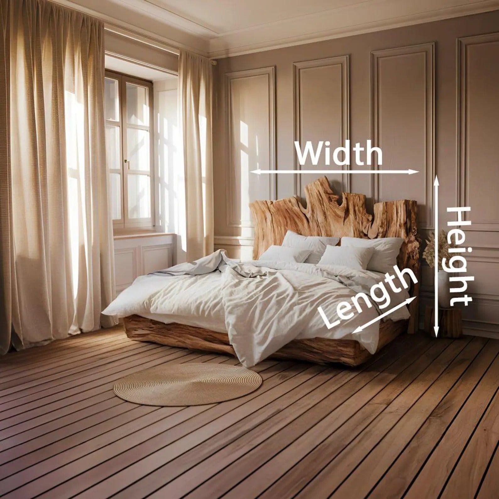 Rustic Live Edge Bed Frame for Master Bedroom SITHWO003
