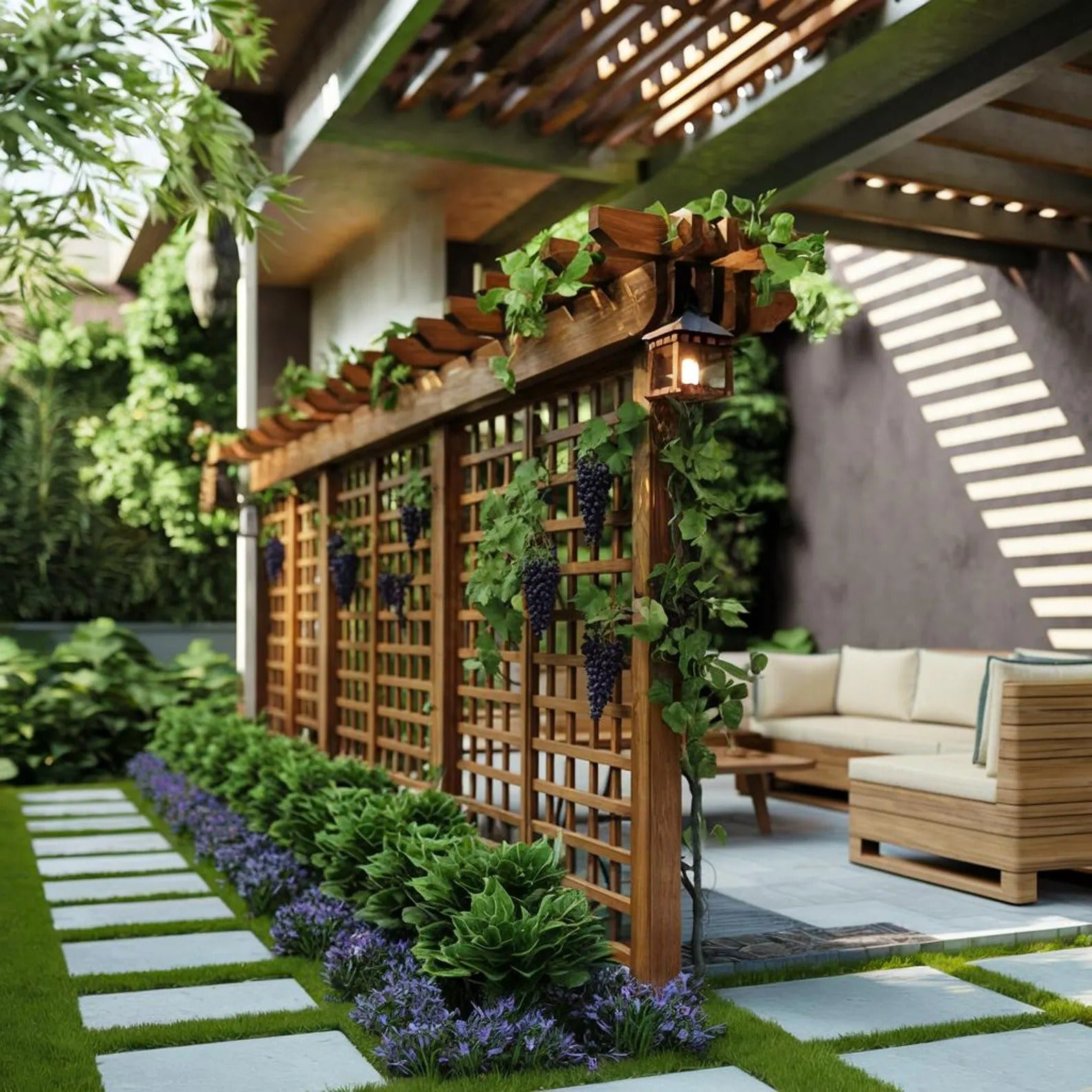 Modern Pergola Wall Divider For Garden Privacy and Climbing Vines  SITHPER005