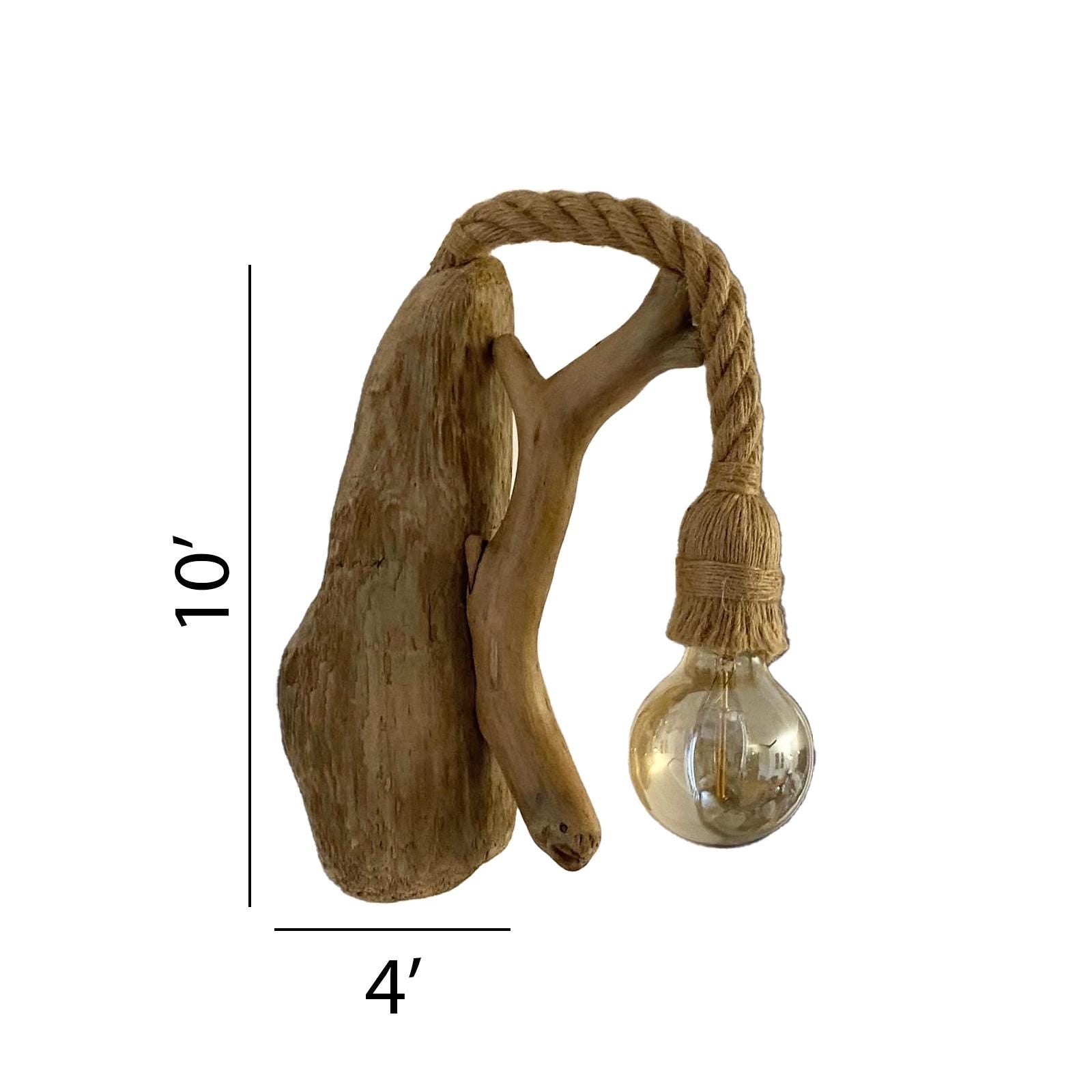 Rustic Driftwood Wall Light And Natural Wood Rope Hanging Lamp For Living Room And Bedroom Decor SITHLAM015