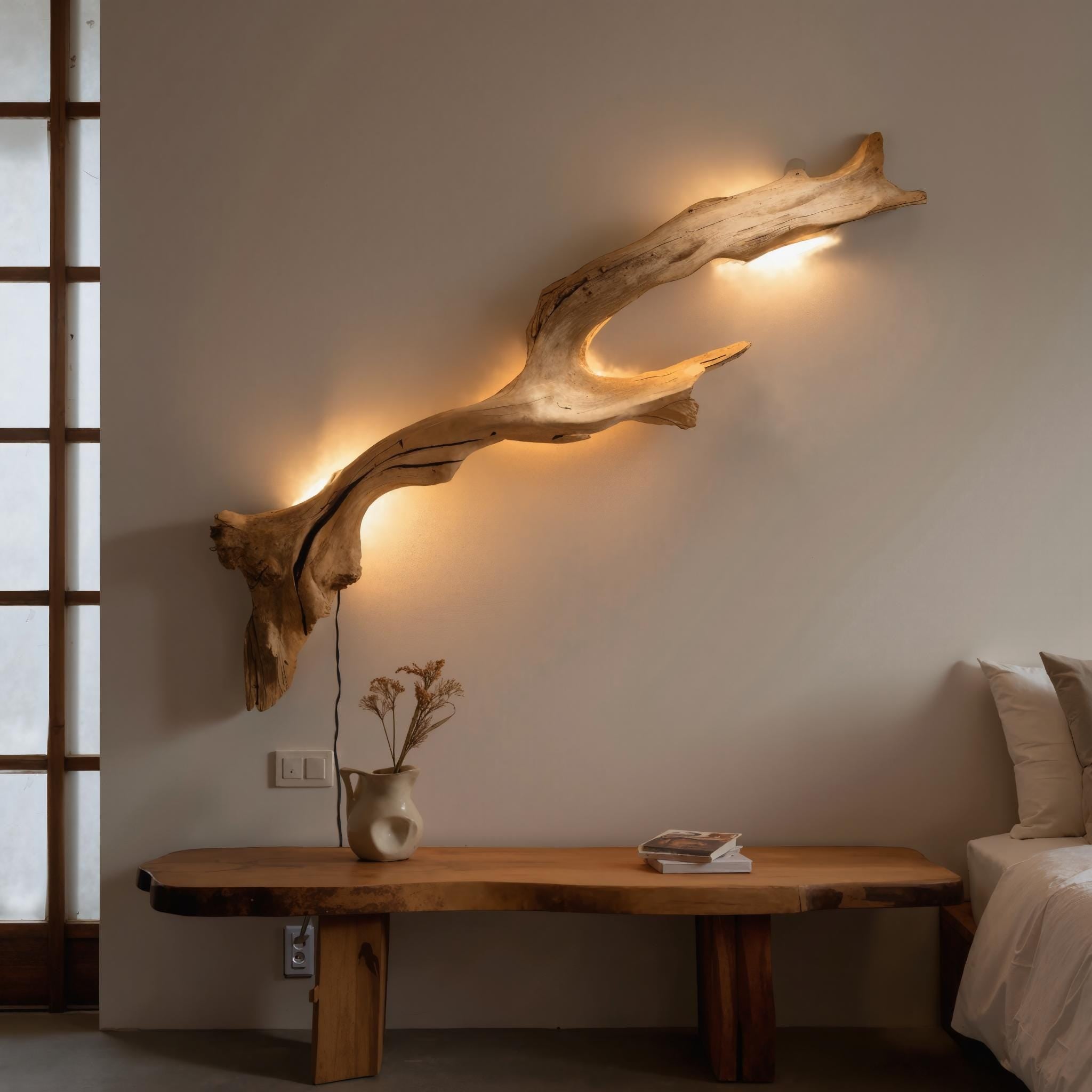 Rustic Driftwood Wall Sconce For Living Room Bedroom And Hallway SITHLAM002