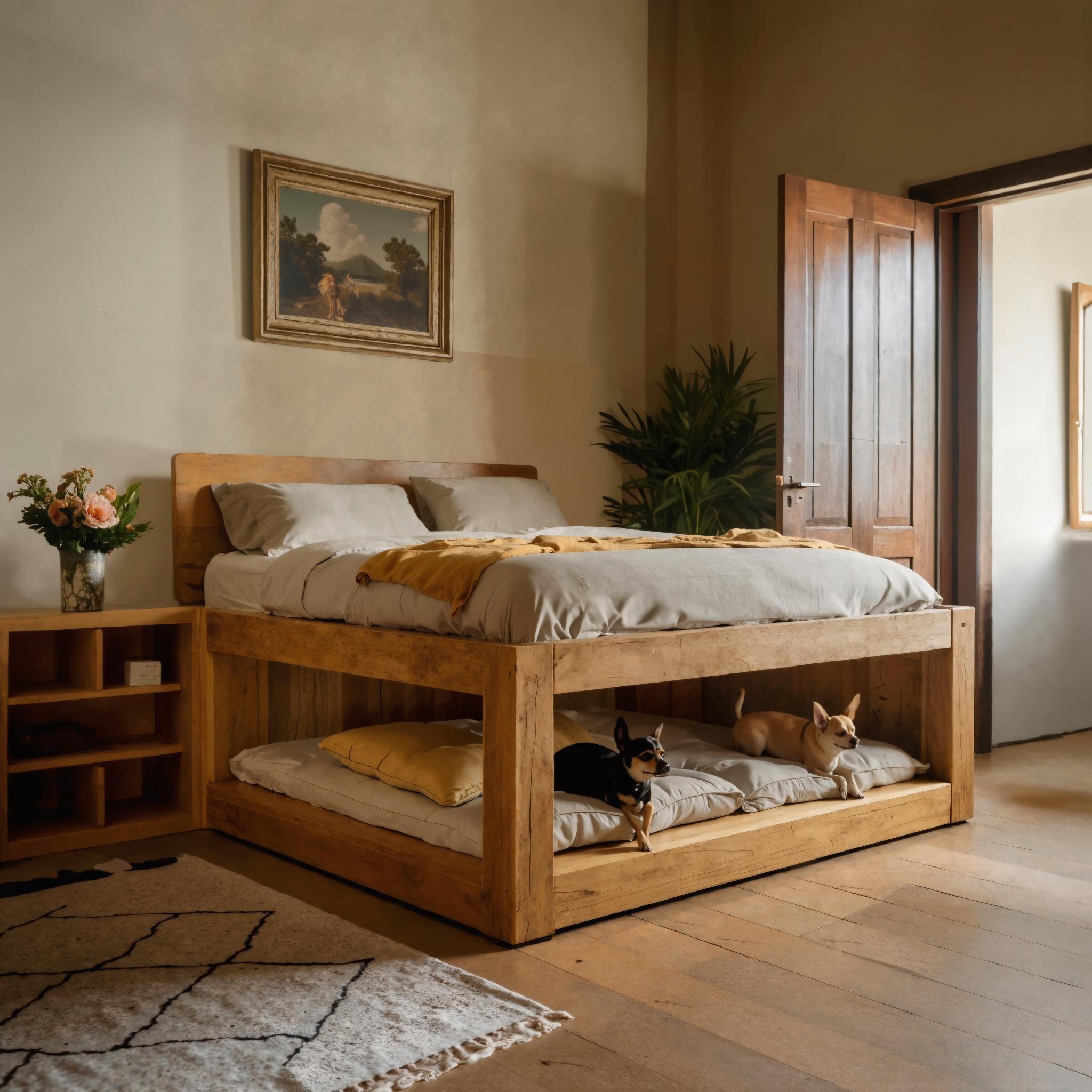 Minimalist Bed Frame With Built In Pet Sleeping Space For Bedroom SITHWO002