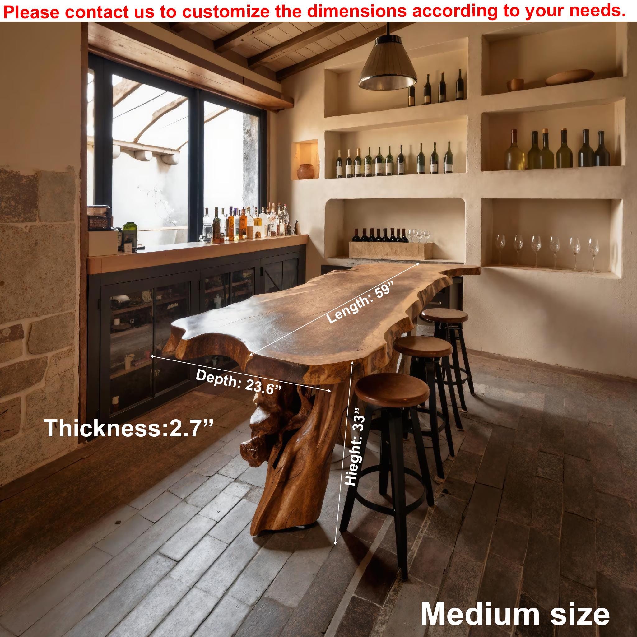 Rustic Live Edge Kitchen Island Table For Cozy Dining And Bar Gathering SITHDN002