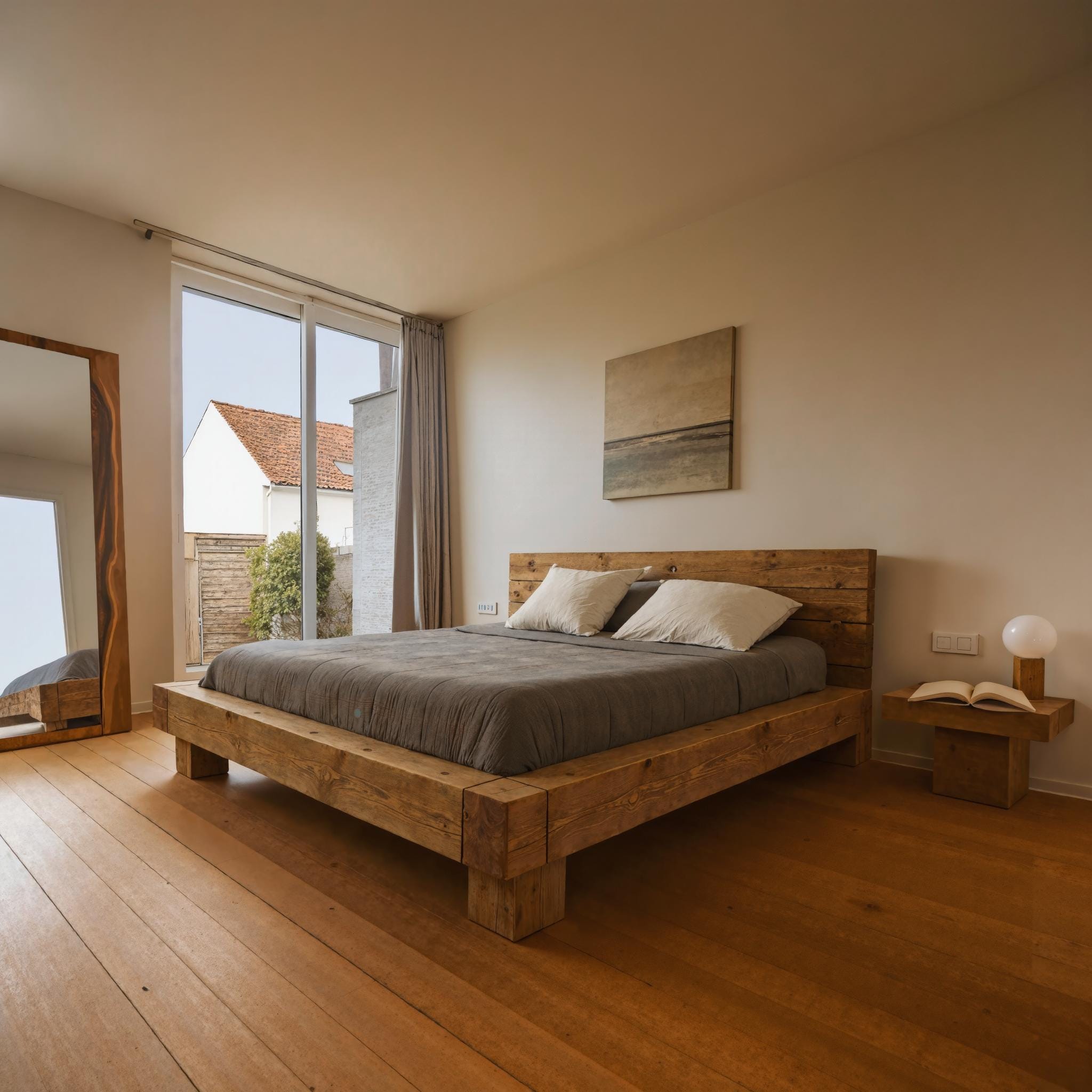 Rustic Low Profile Bed Frame For Cozy Minimalist Bedroom SITHWO001