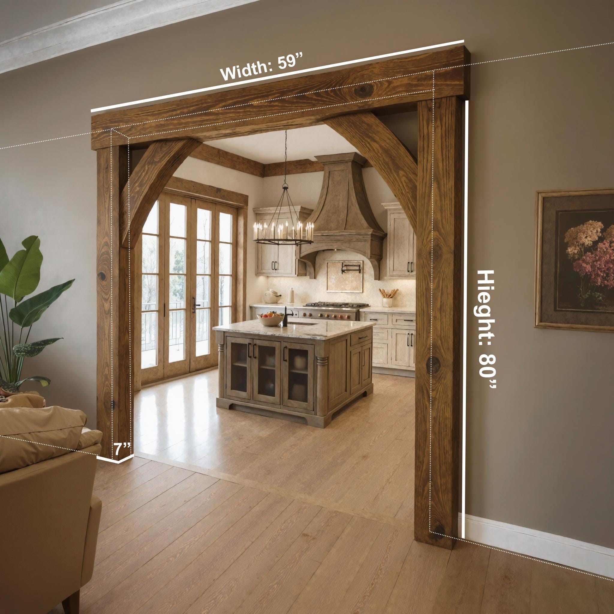 Rustic Arched Wood Frame For Living Room Entryway SITHACH003