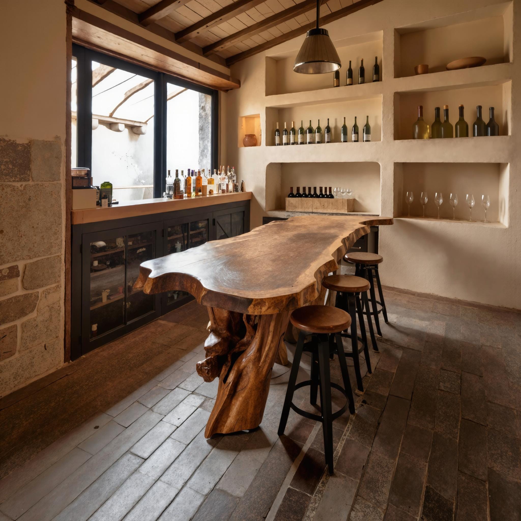 Rustic Live Edge Kitchen Island Table For Cozy Dining And Bar Gathering SITHDN002