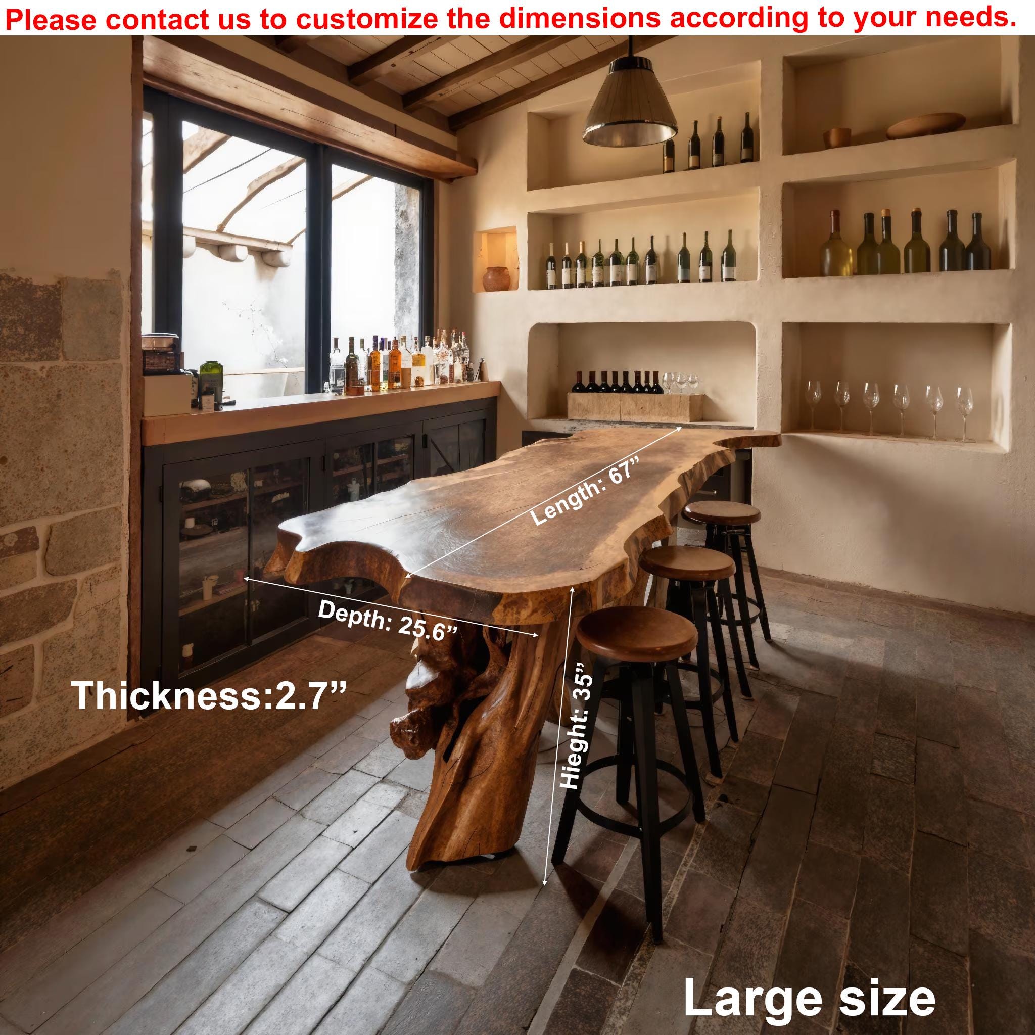 Rustic Live Edge Kitchen Island Table For Cozy Dining And Bar Gathering SITHDN002