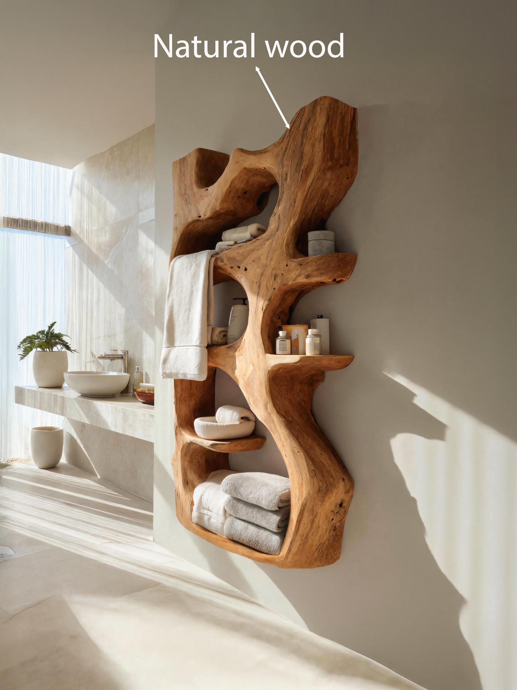 Handcrafted Sculpted Bathroom Shelf For Towels Or Storage SITHTTBAS004