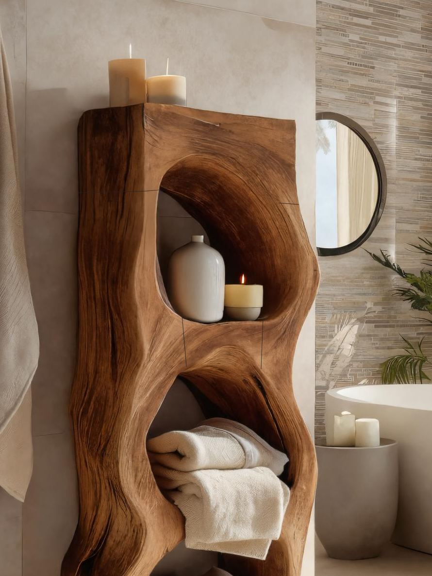 Organic Sculptural Bathroom Shelf For Towels Or Spa Essentials SITHTTBAS001