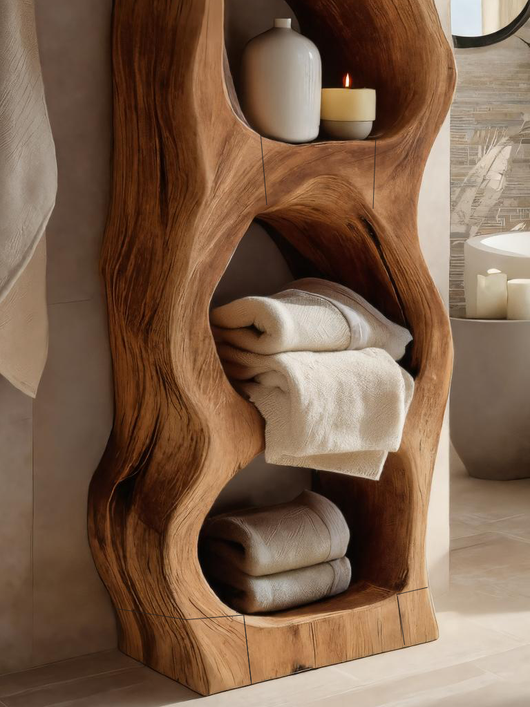 Organic Sculptural Bathroom Shelf For Towels Or Spa Essentials SITHTTBAS001