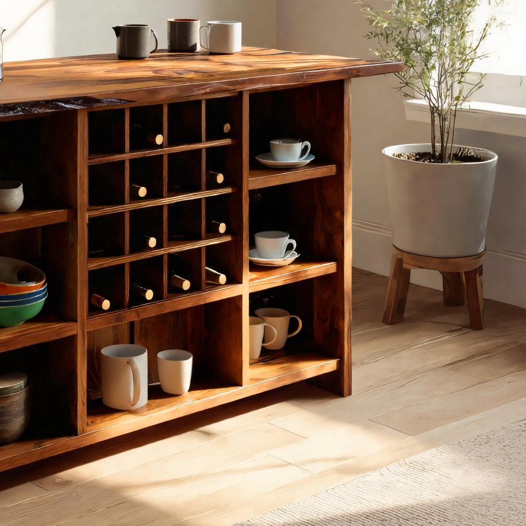 Modern Storage Cabinet With Wine Rack Open Shelves For Dining RTTHTTBCA019