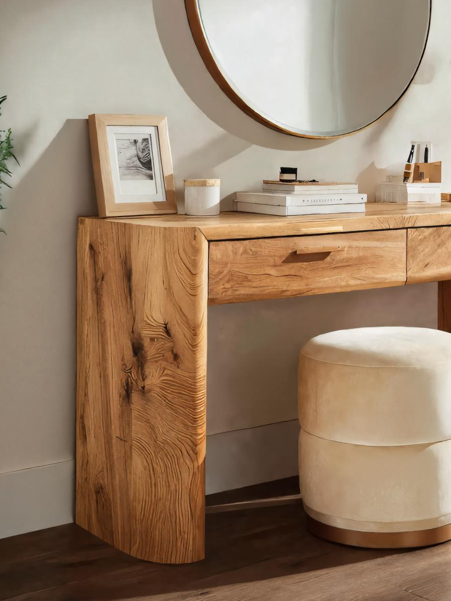 Modern Minimalist Wooden Vanity With Drawers For Bedroom SITHTTMV001