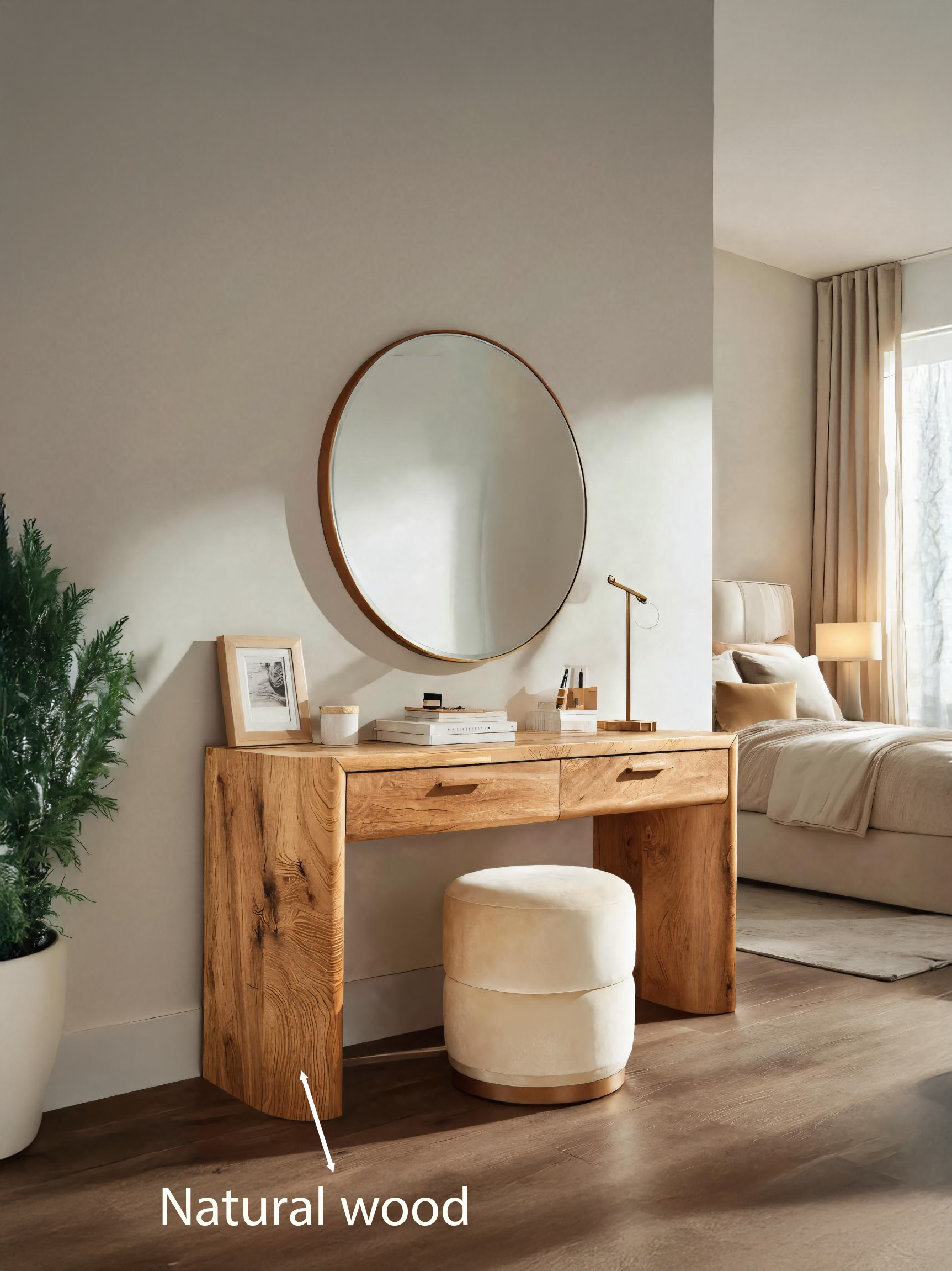 Modern Minimalist Wooden Vanity With Drawers For Bedroom SITHTTMV001