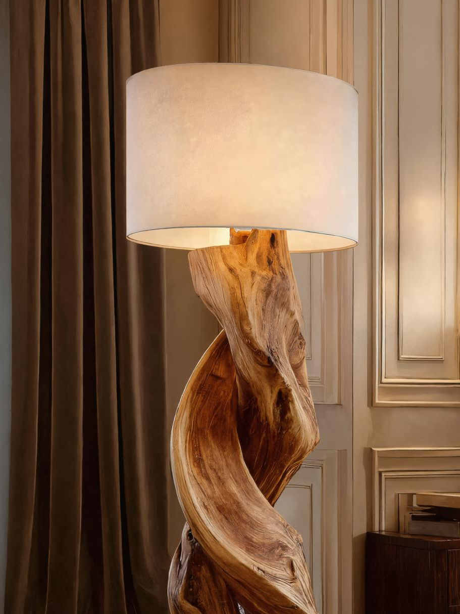 Rustic Sculptural Floor Lamp With Twisted Base For Bedroom SITHTTLAM020