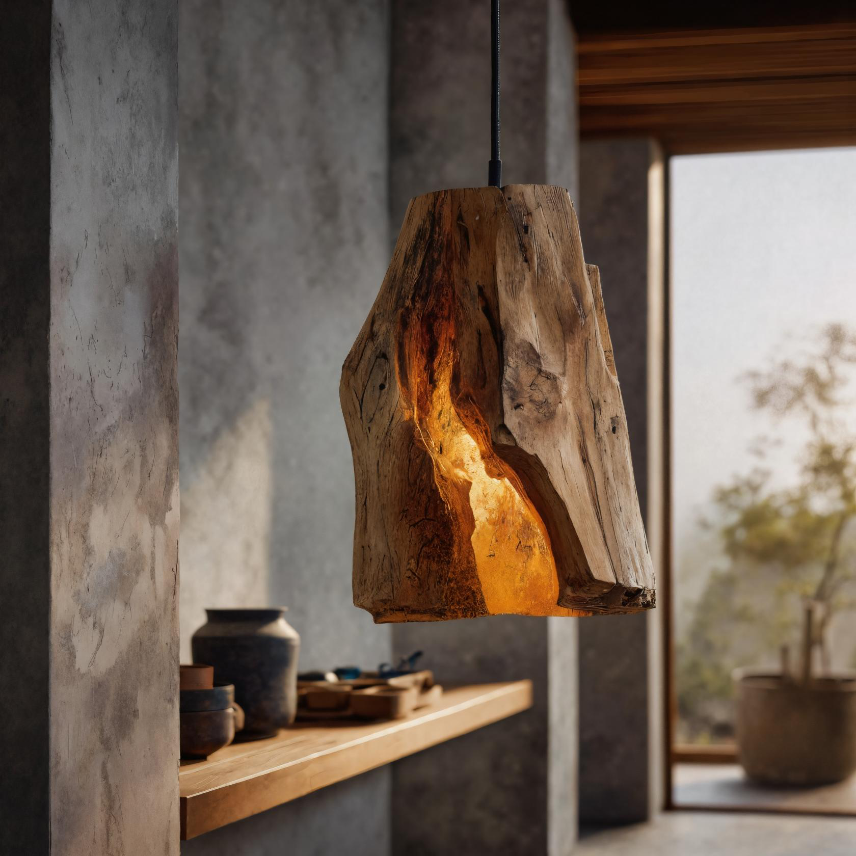 Rustic Organic Pendant Light For Dining Room SITHTTCE001
