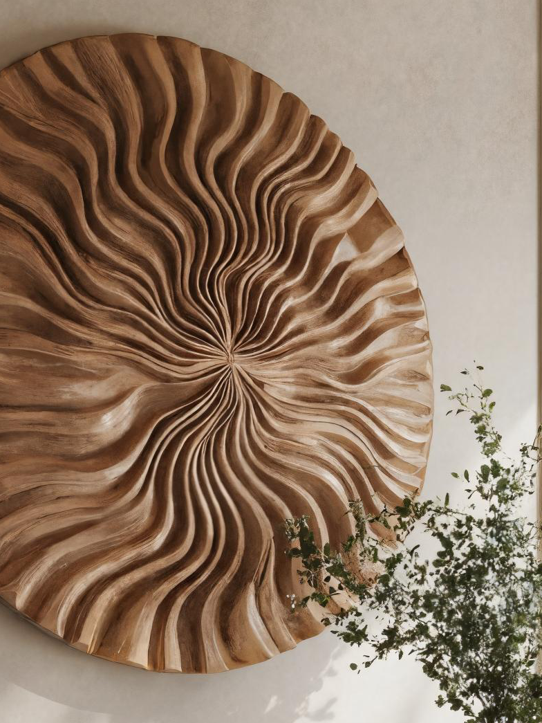 Round Wall Art With Wave Design For Entryway SITHTTWA023