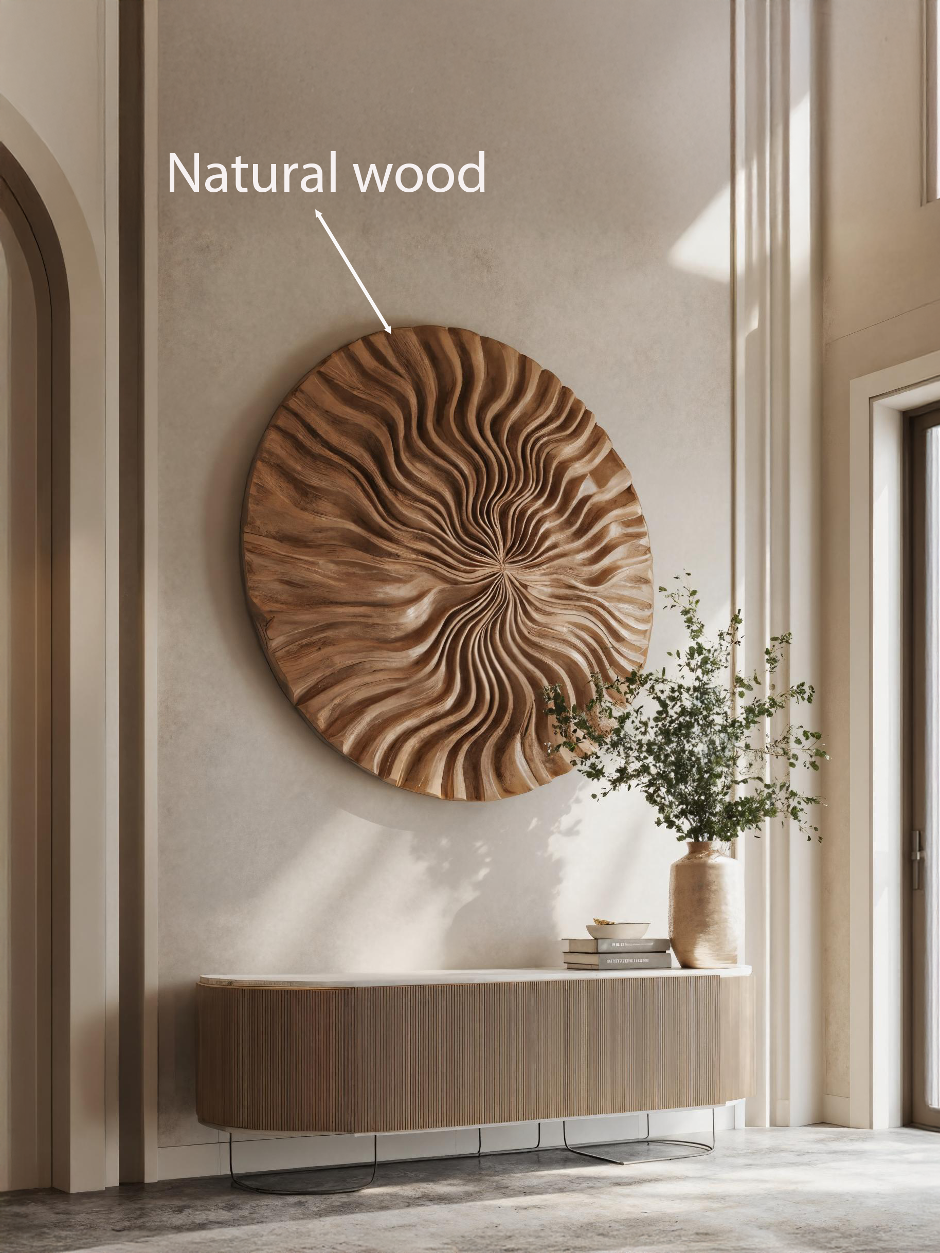 Round Wall Art With Wave Design For Entryway SITHTTWA023