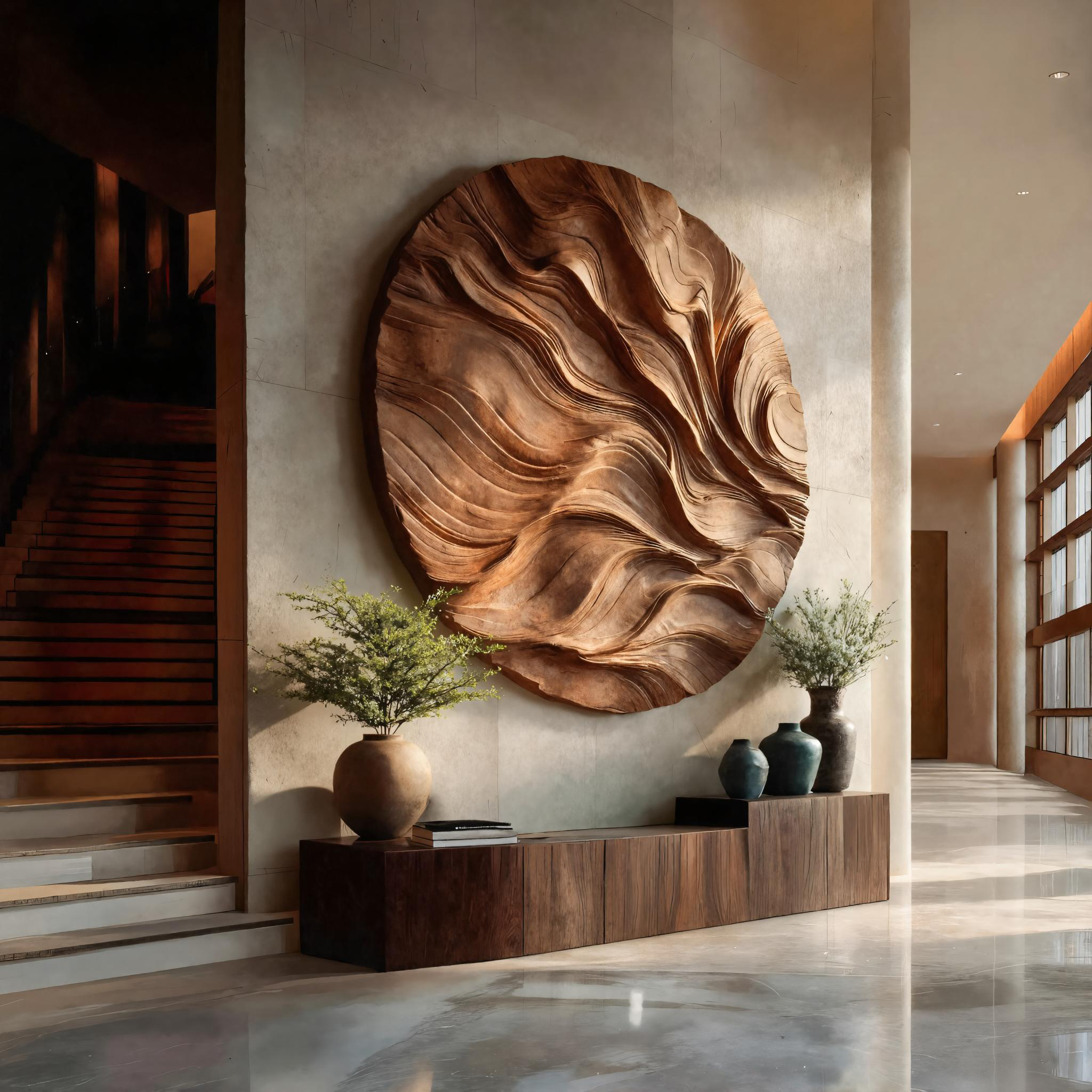 Round Carved Wall Sculpture For Living Room SITHTTWA024