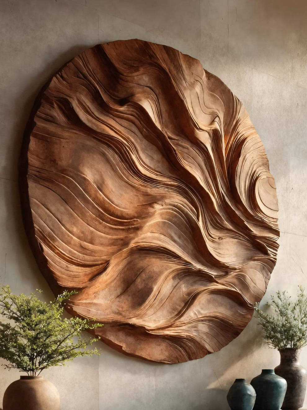 Round Carved Wall Sculpture For Living Room SITHTTWA024