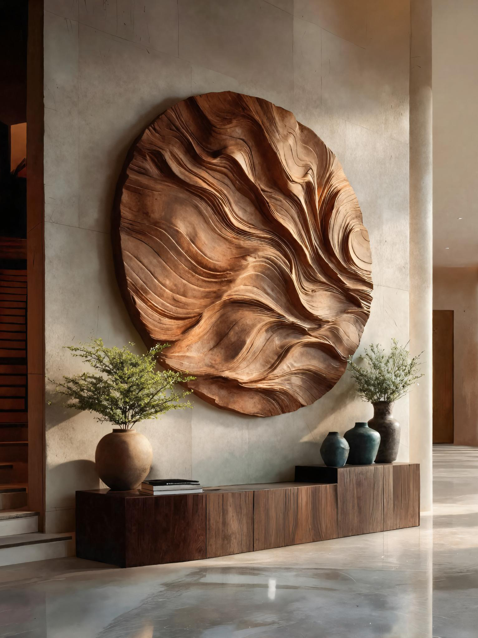 Round Carved Wall Sculpture For Living Room SITHTTWA024