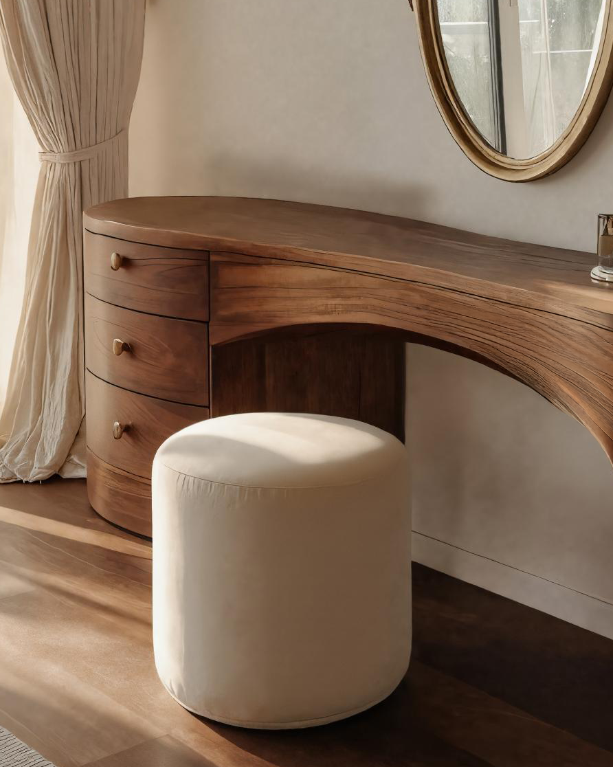 Handcrafted Wood Vanity Table With Sculptural Legs For Dressing Space SITHTTMV025