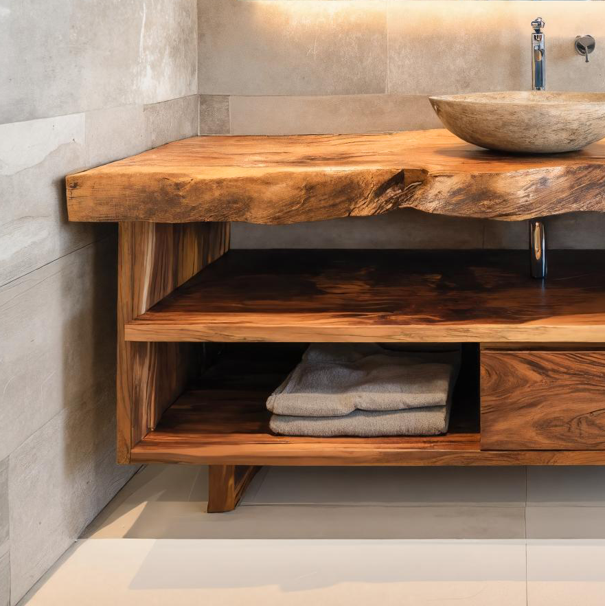 Rustic Live Edge Bathroom Vanity For Bathroom RTTHTTBRV009