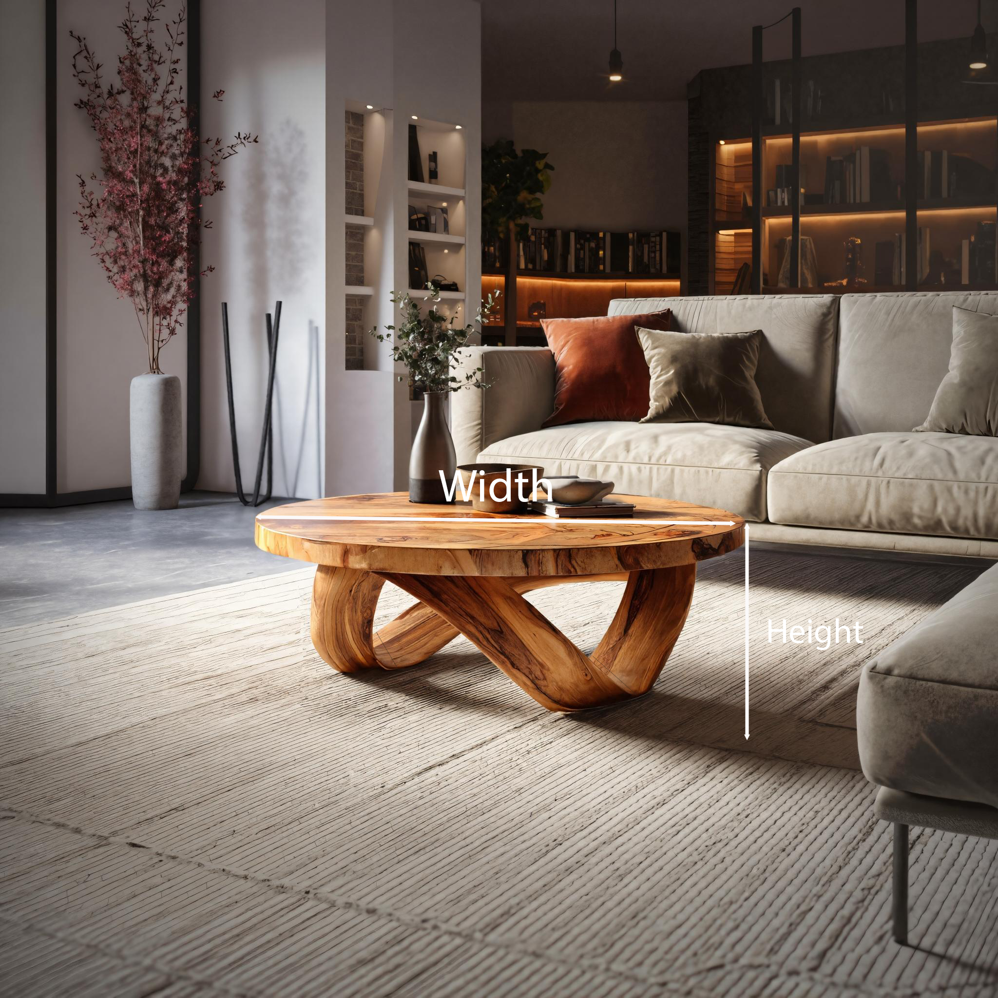 Handcrafted Round Coffee Table With Unique Curved Base For Living RTTHTTCF038