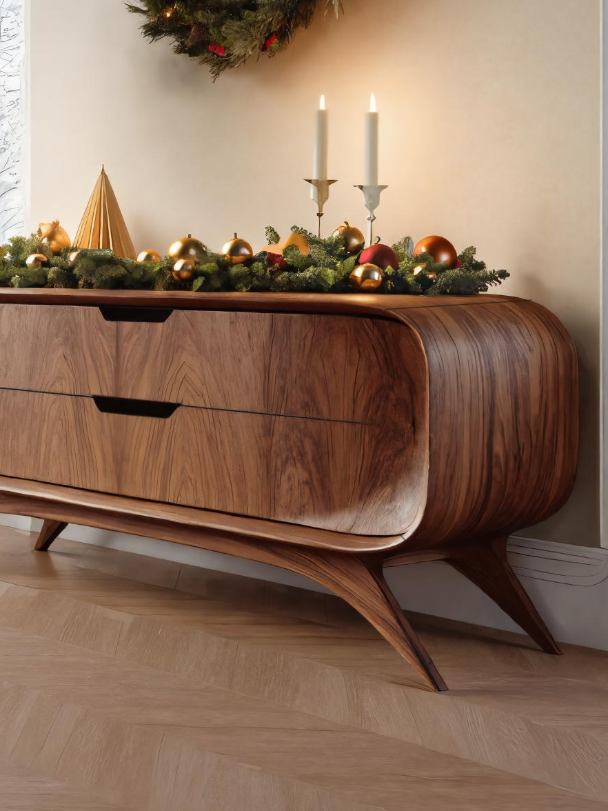Mid Century Curved Sideboard For Holiday Or Living Room SITHTTCM041