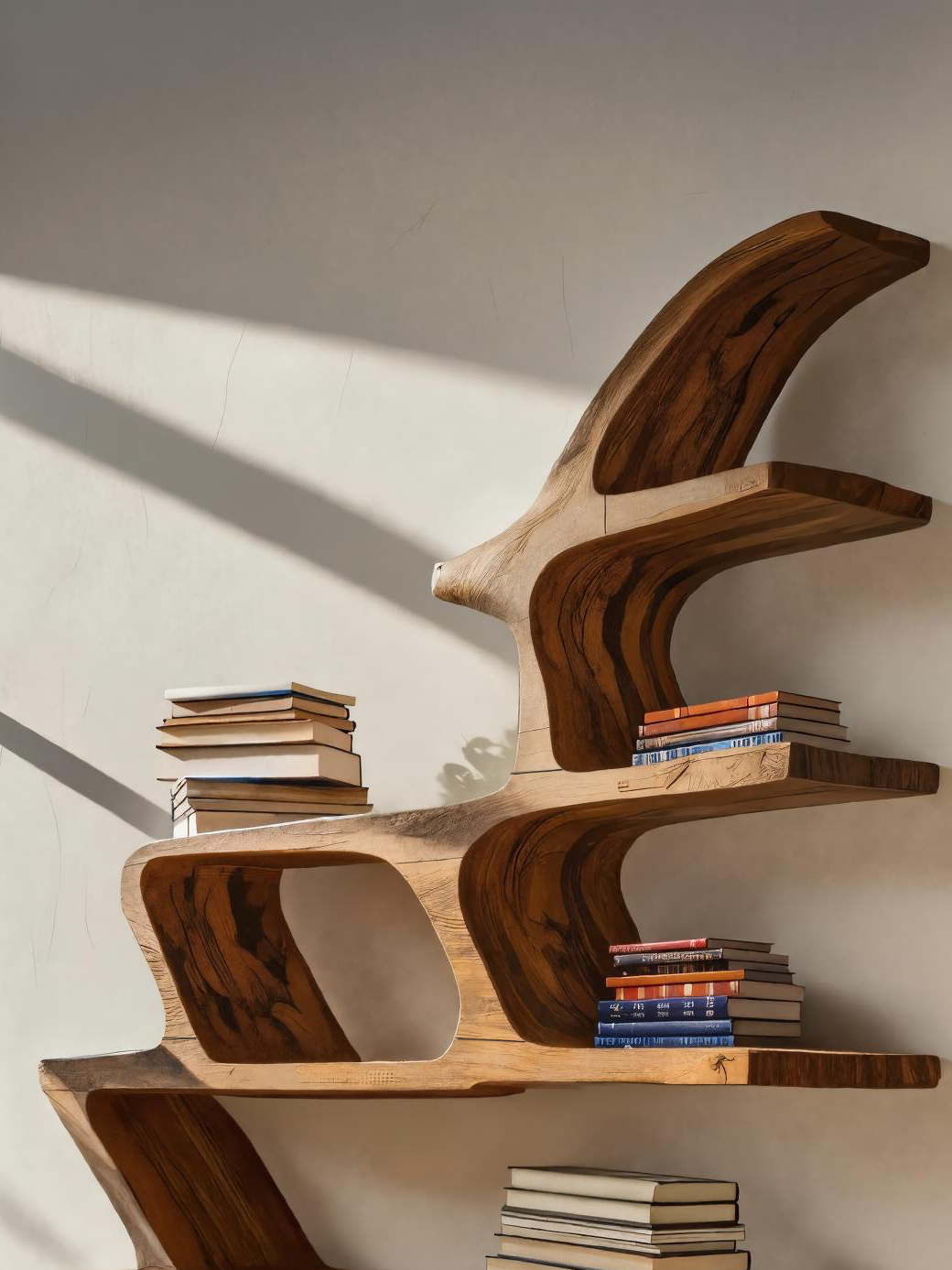 Modern Sculptural Bookshelf With Fluid Shelving For Living Room SITHTTBS040