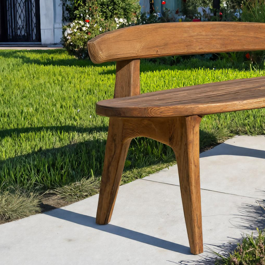 Organic Outdoor Bench With Curved Backrest For Patio RTTHTTGDB003