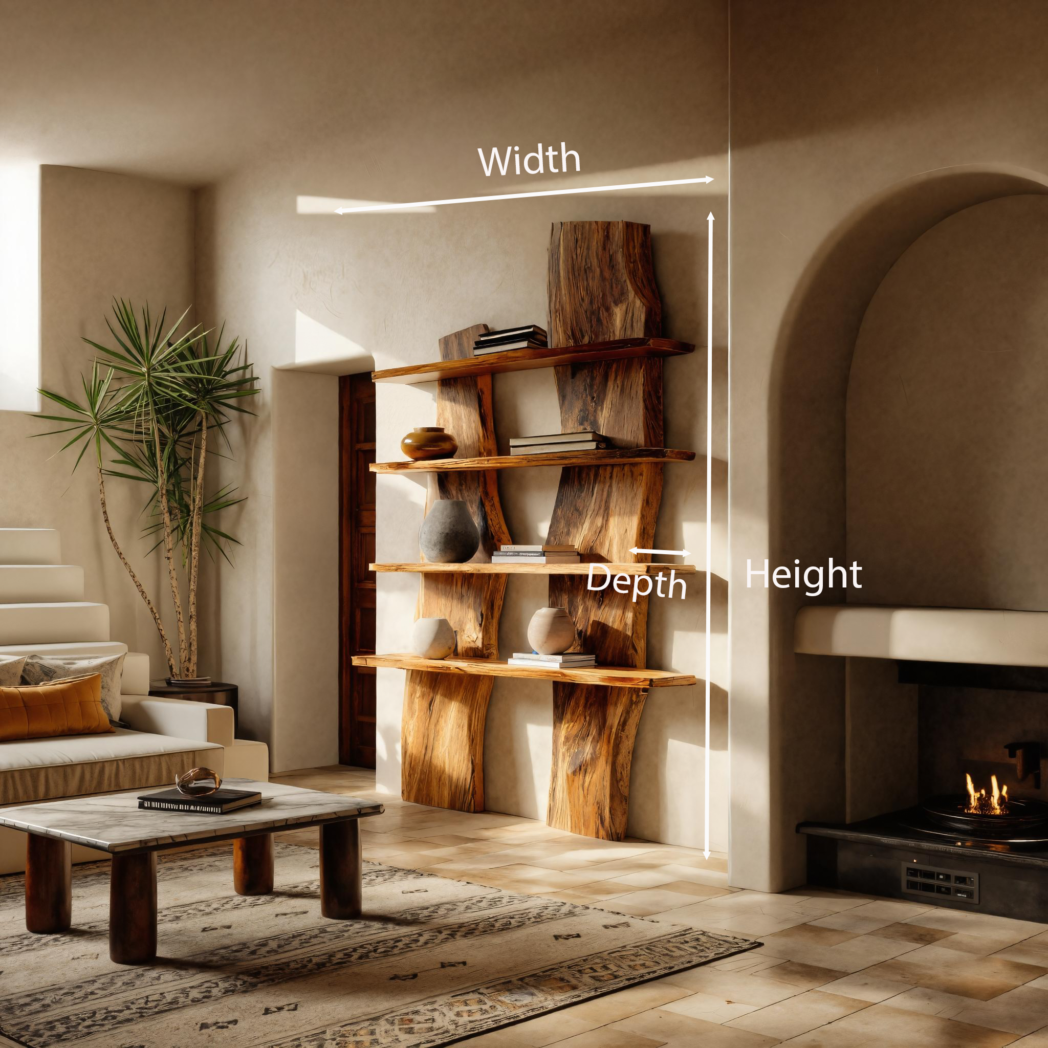 Modern Sculptural Floating Shelf Curved For Living Room Decoration RTTHTTFL028
