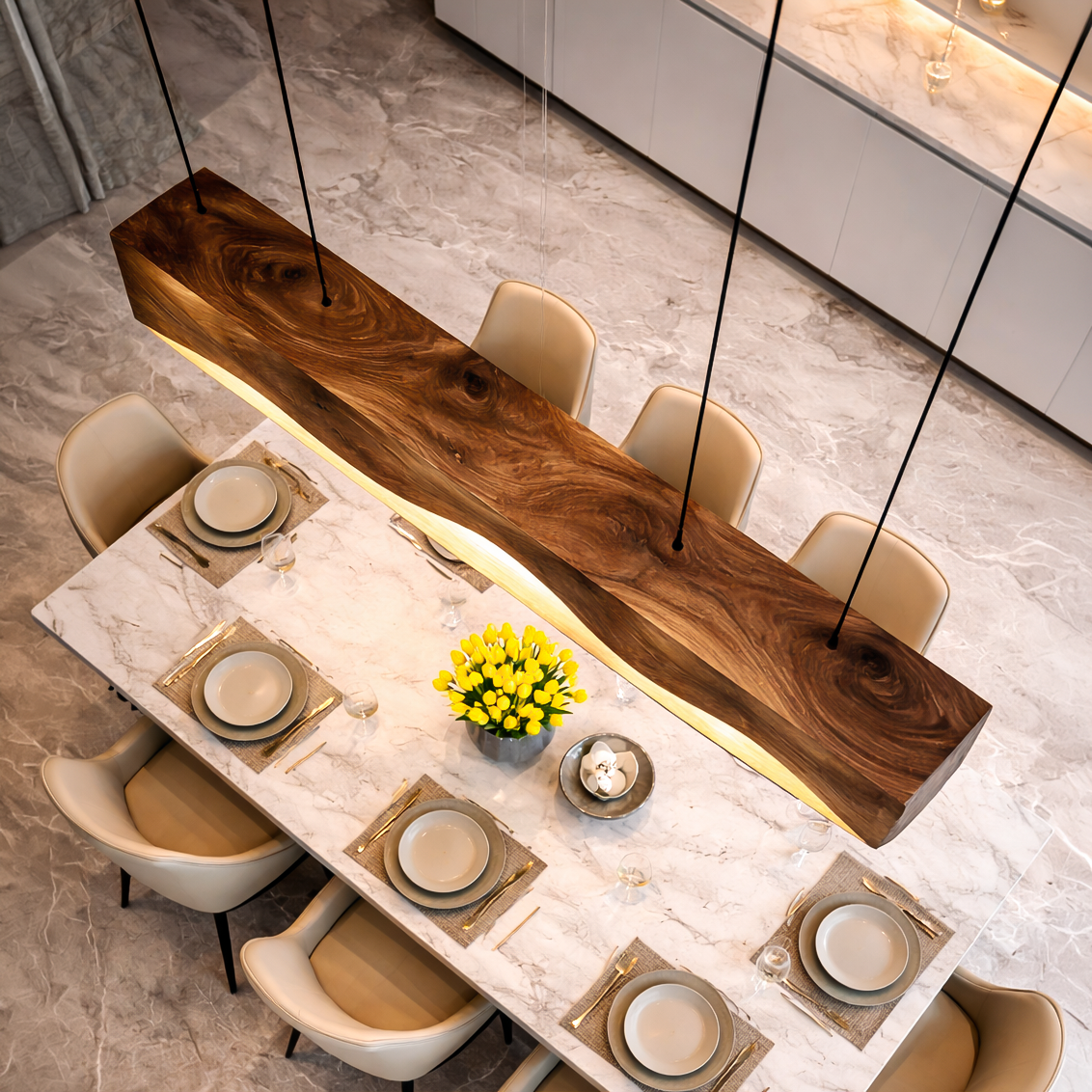 Long Wooden Hanging Lamp For Dining Tables RTTHTTCE010
