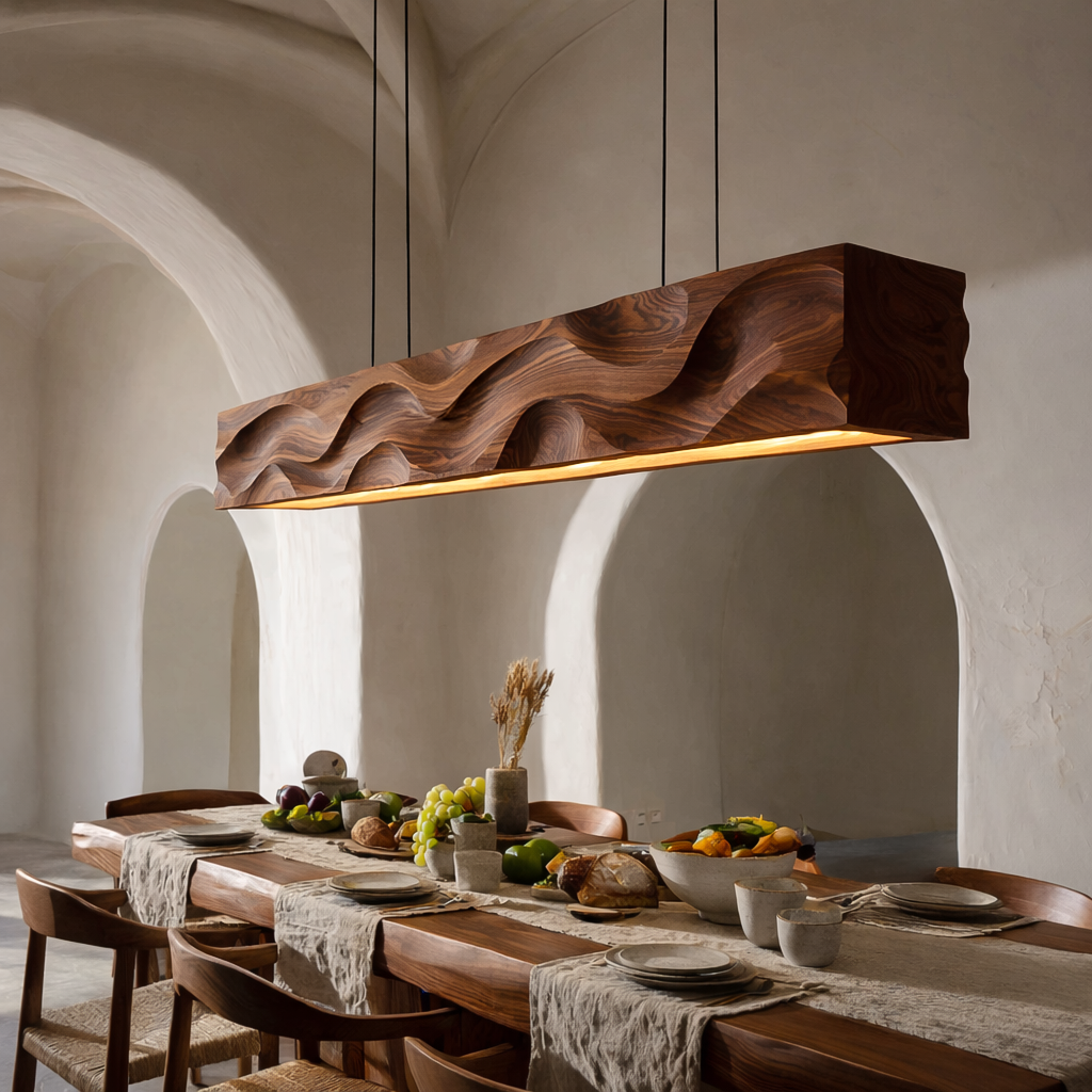 Modern Pendant Lighting With Carved Wave For Dining Area RTTHTTCE013