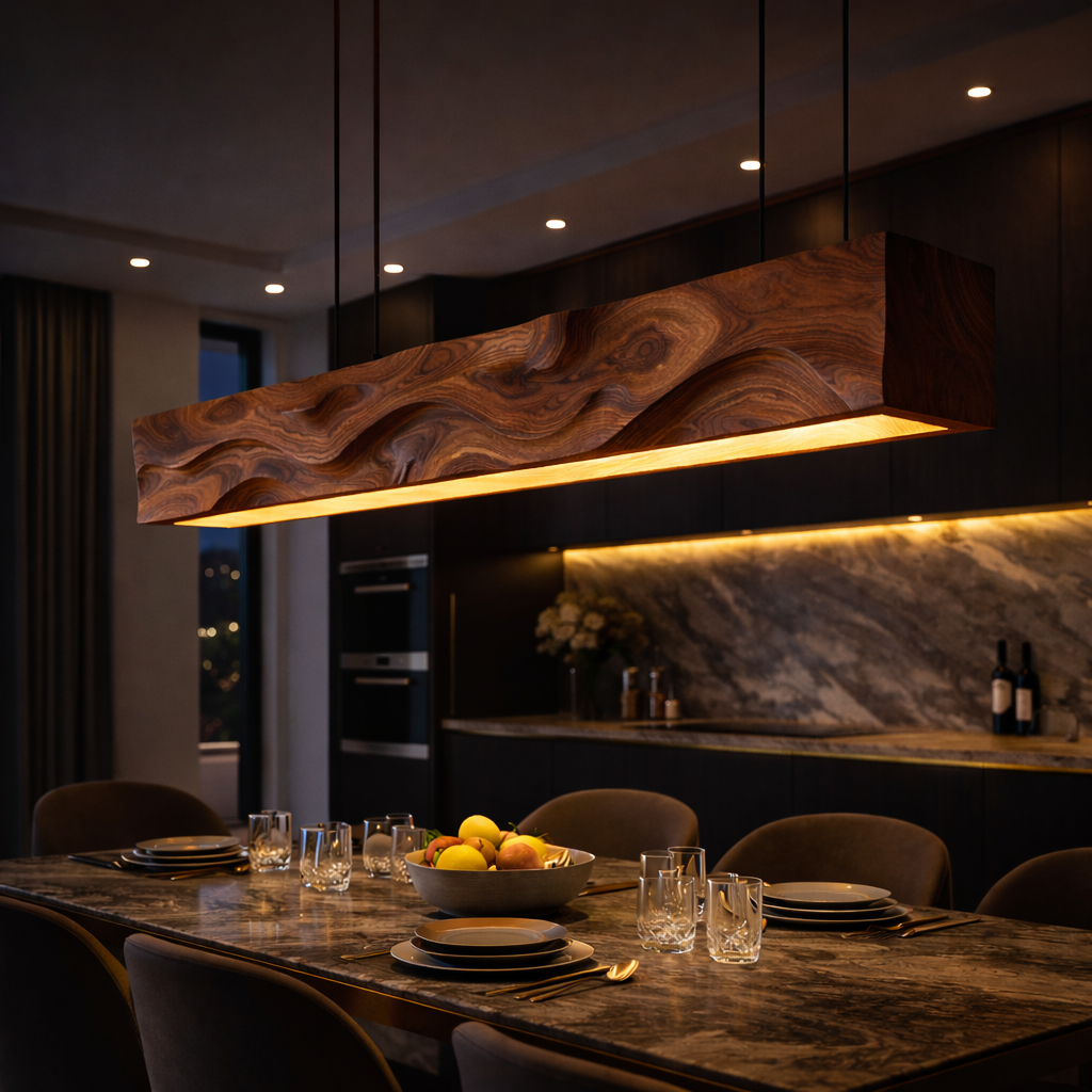 Handcrafted Pendant Light With Wave Carved Surface For Kitchen RTTHTTCE014