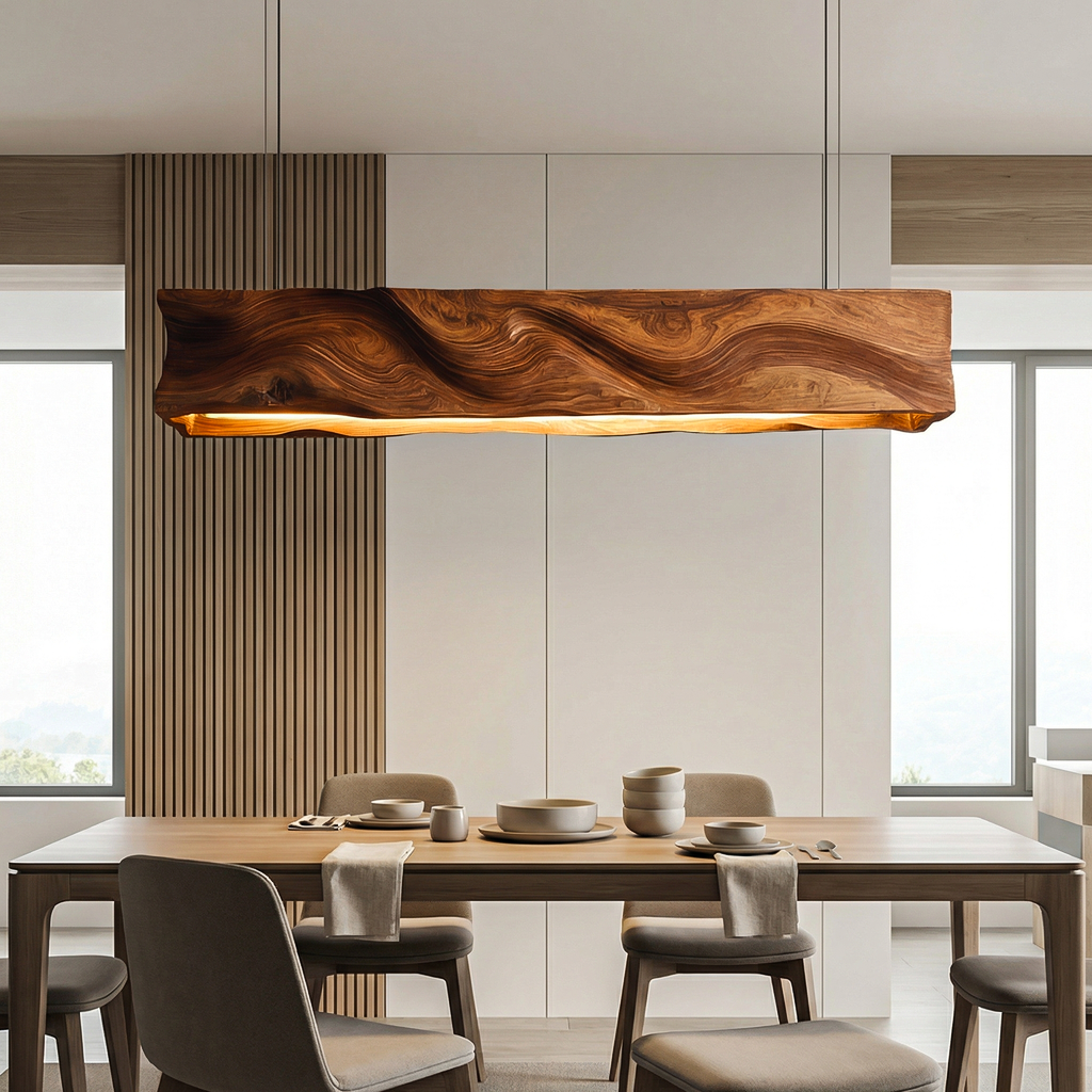 Handcrafted Pendant Light With Wave Carved Surface For Kitchen RTTHTTCE014