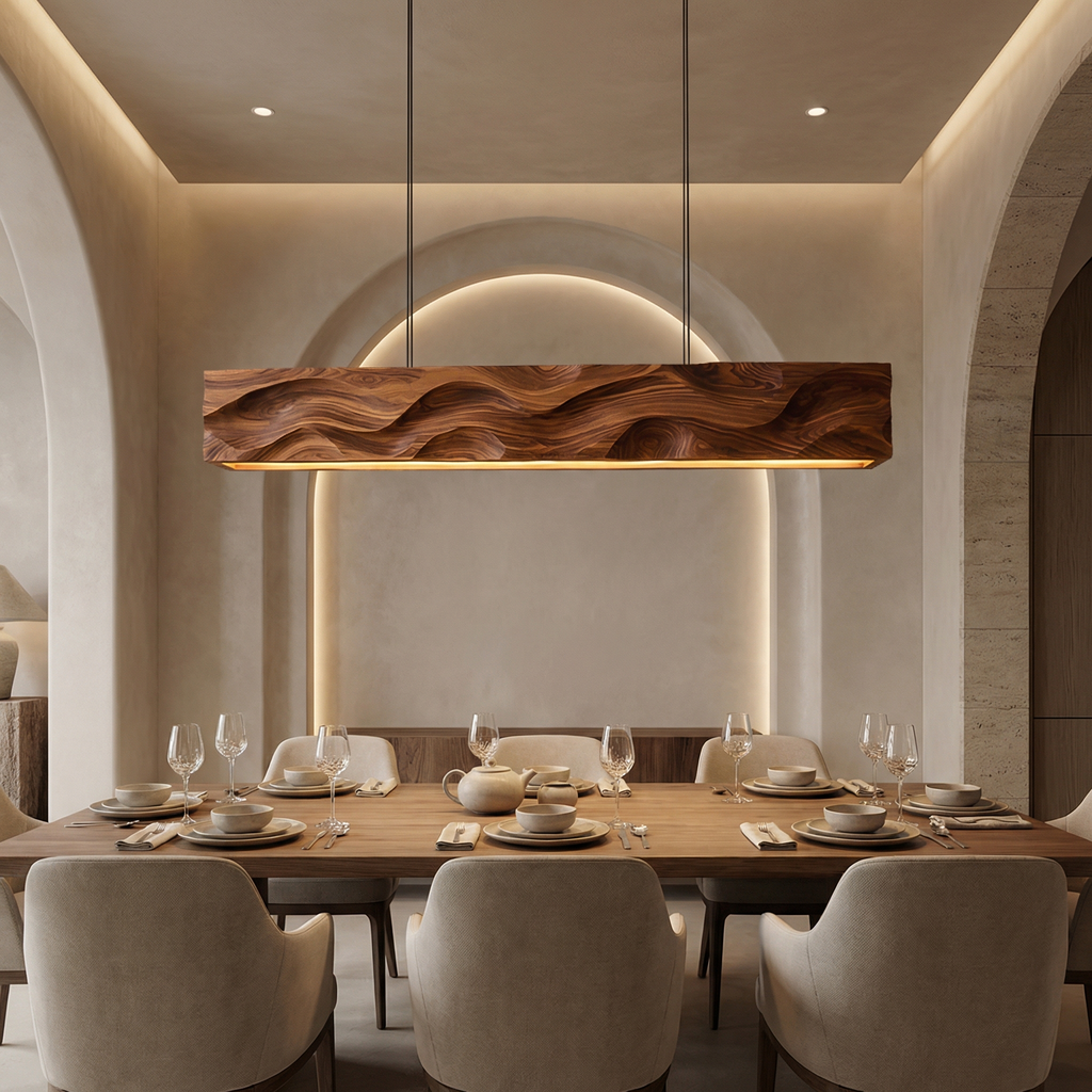 Modern Pendant Lighting With Carved Wave For Dining Area RTTHTTCE013