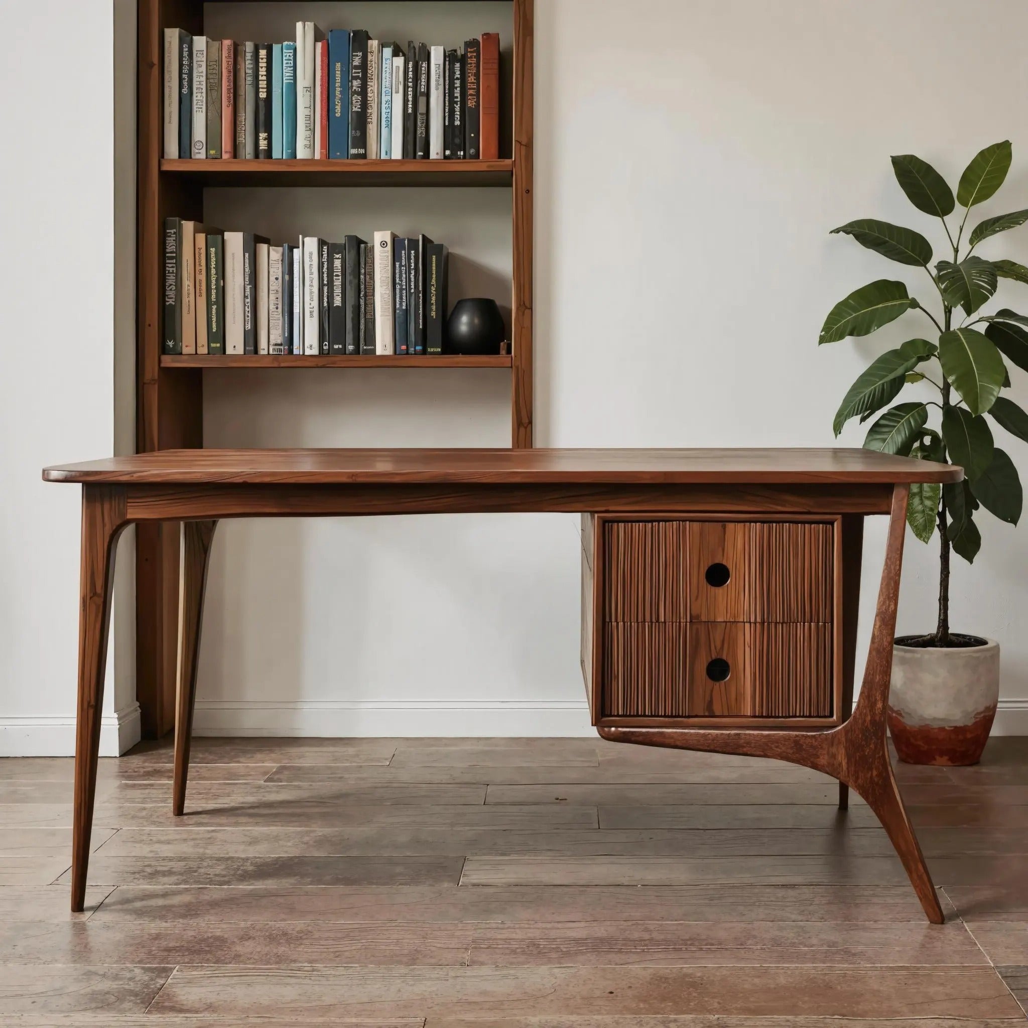 Mid Century Wood Desk For Home Office And Study Room SITHDE014