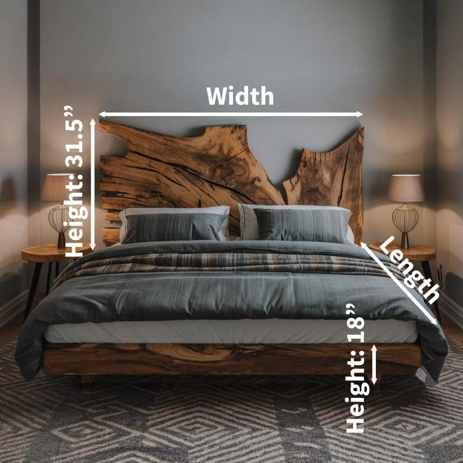 Rustic Live Edge Bed Design For Modern Bedrooms SITHWO006