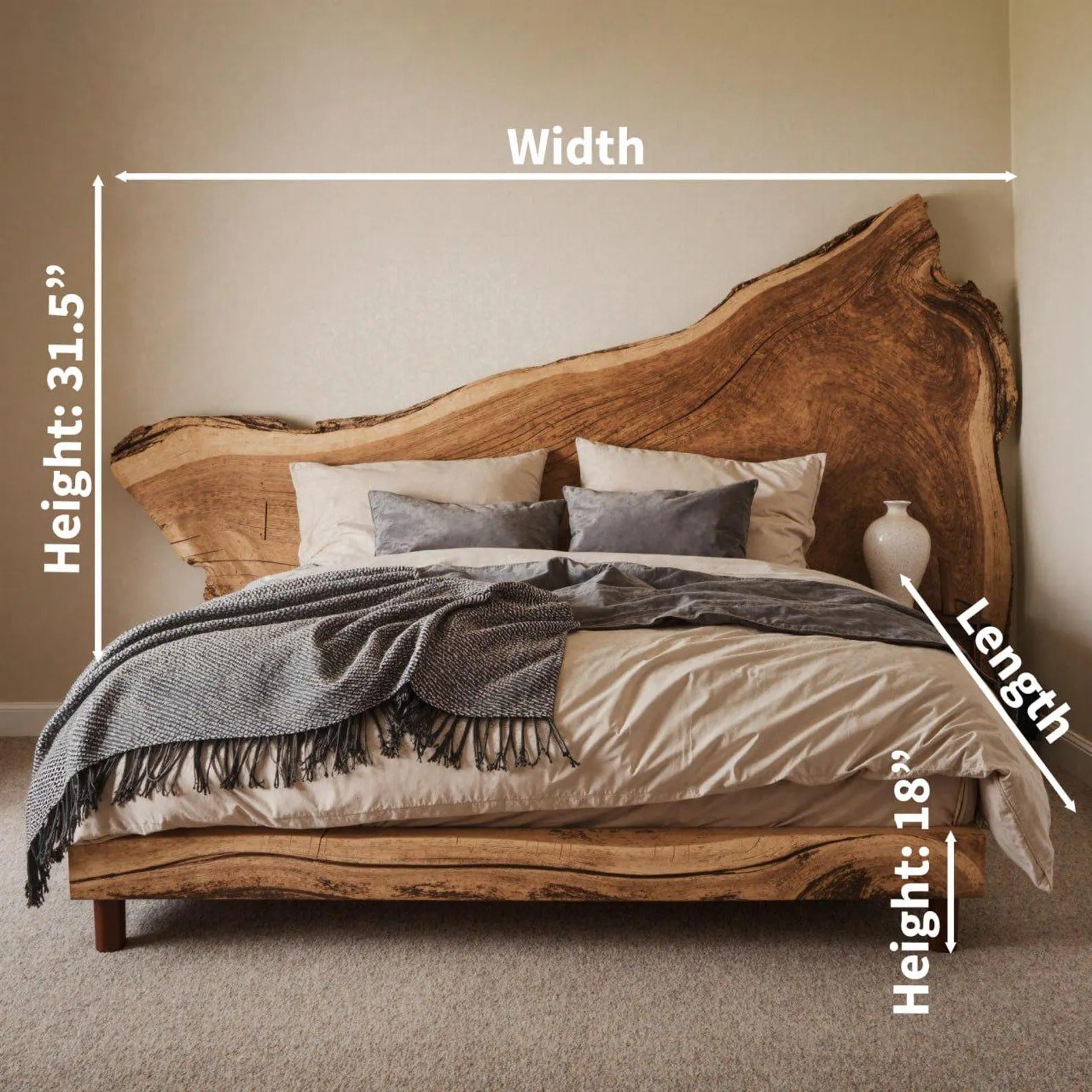 Rustic Live Edge Headboard For Unique Bedroom Decor SITHWO008