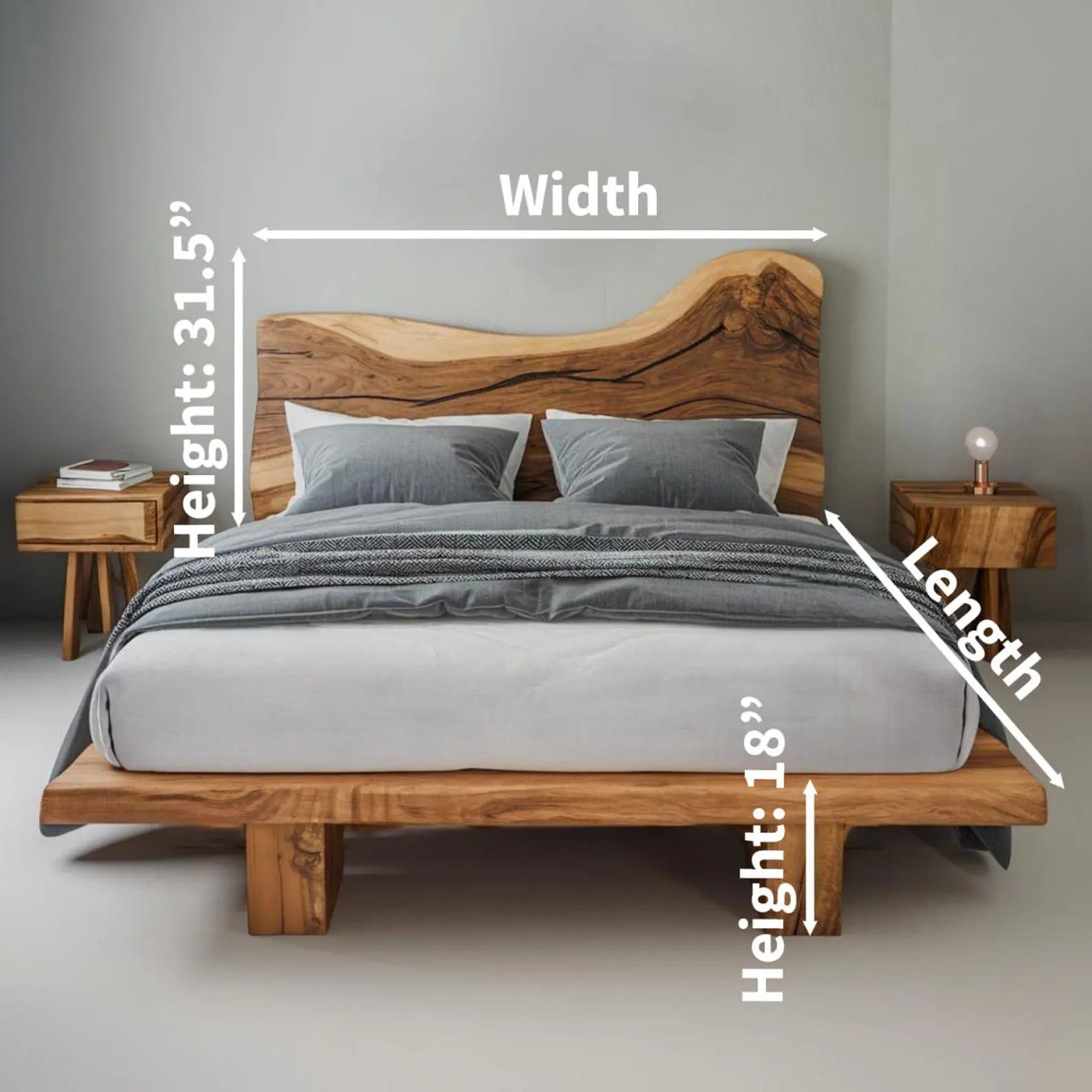 Rustic Modern Bed With Live Edge Headboard Design SITHWO007