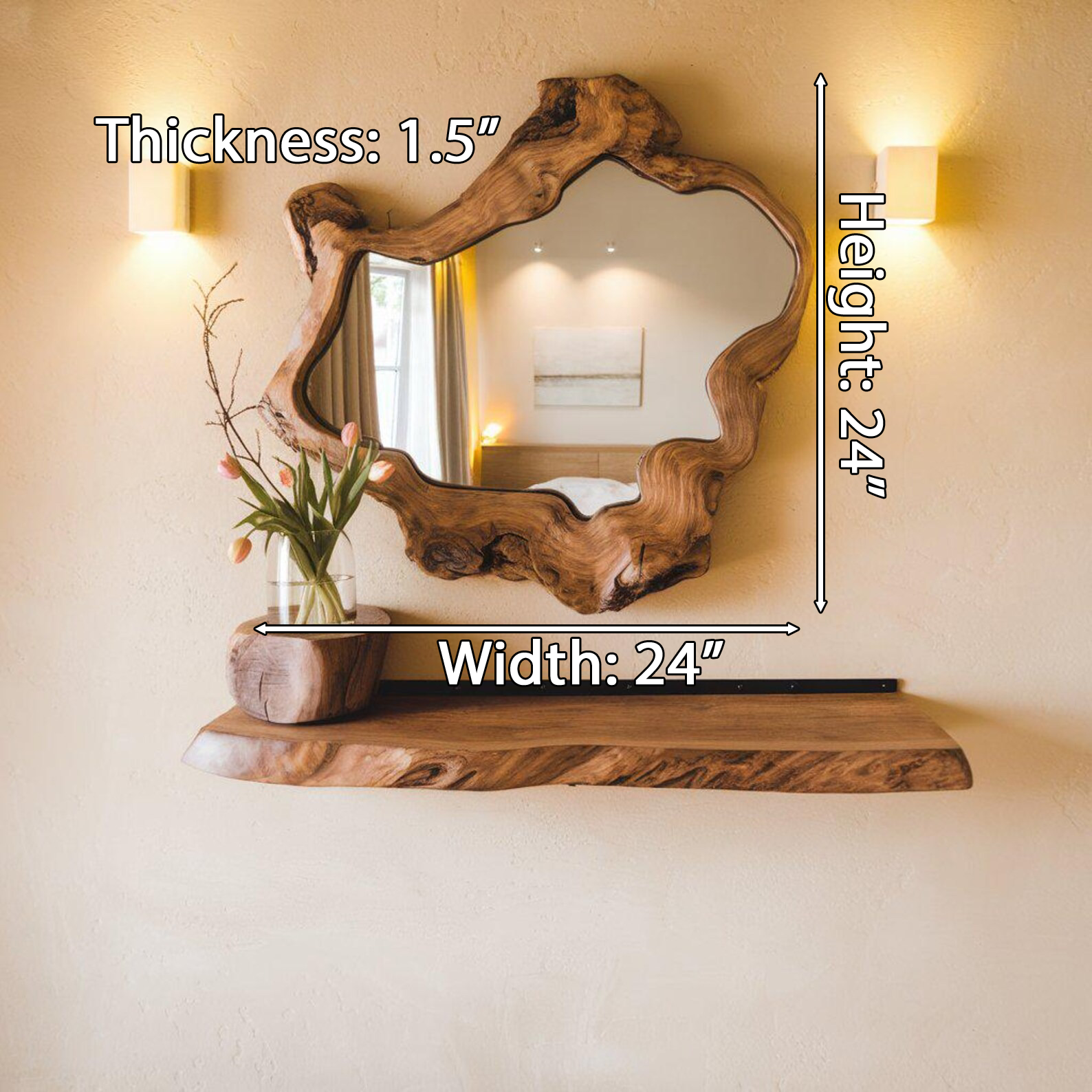Sculptural Wall Mirror For Entryway Or Bedroom Vanity SITHMI032