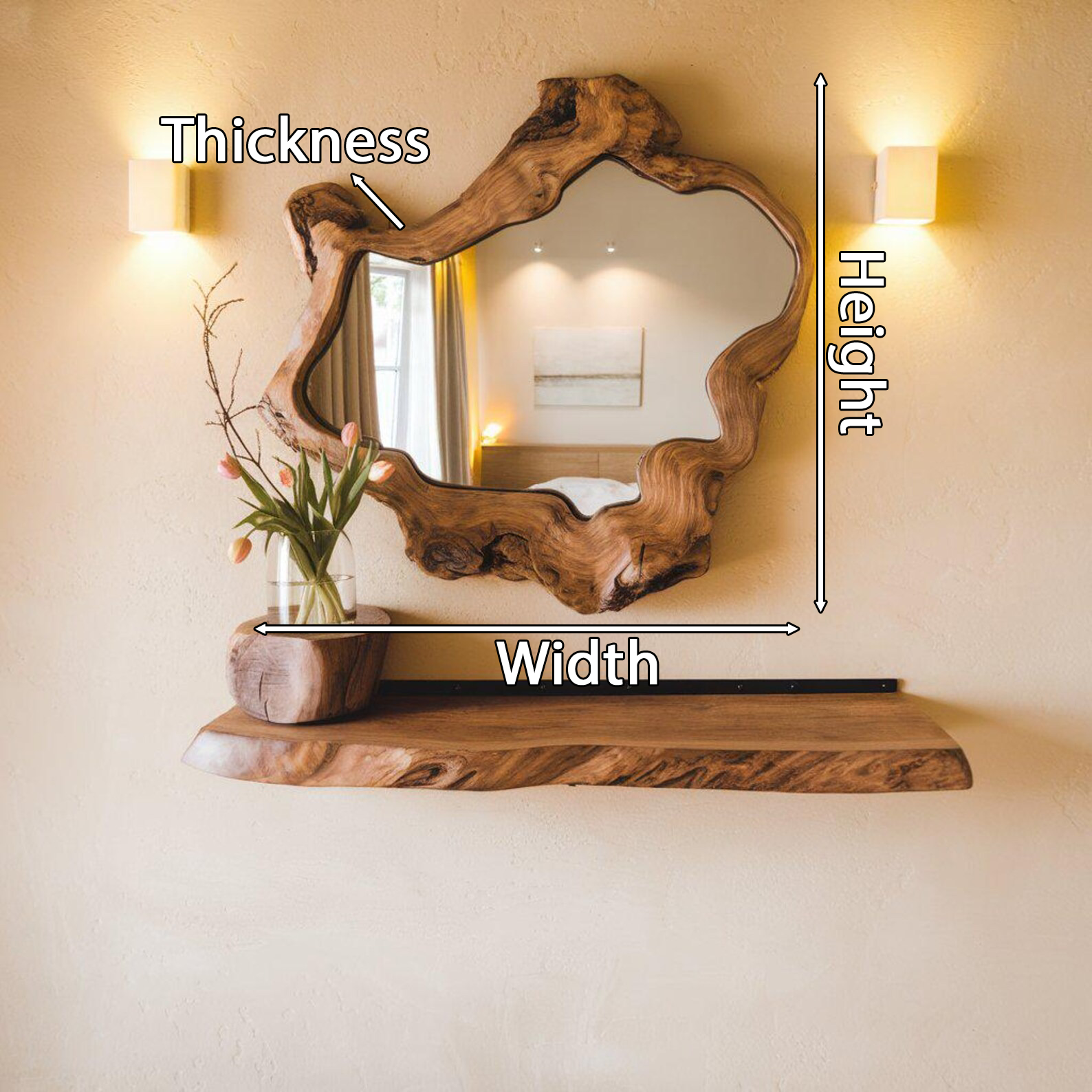 Sculptural Wall Mirror For Entryway Or Bedroom Vanity SITHMI032