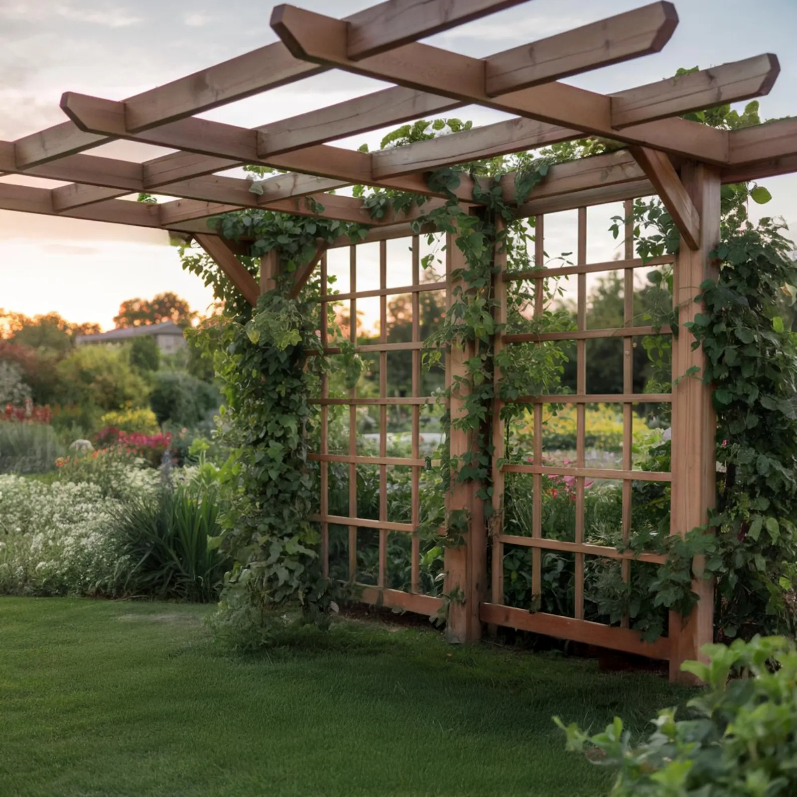 patio wood trellis Rustic Handcrafted Outdoor Garden Seating And Trellis For Patio Or Yard SITHPER001
