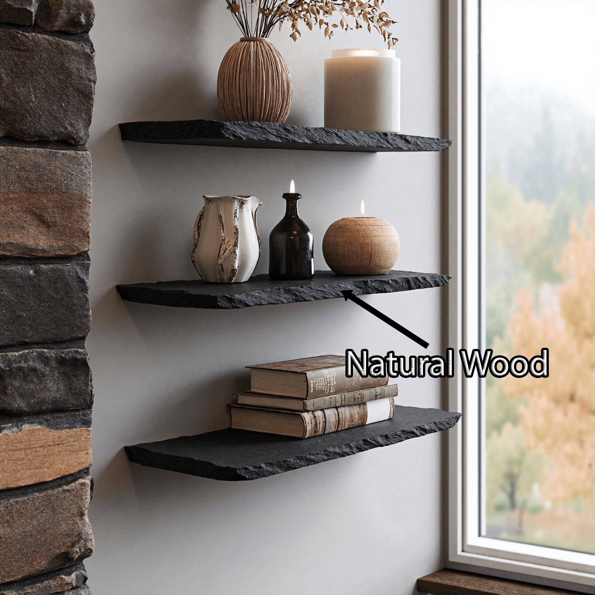 Rustic Black Wooden Floating Shelf For Entryway Decor SILDTFL127