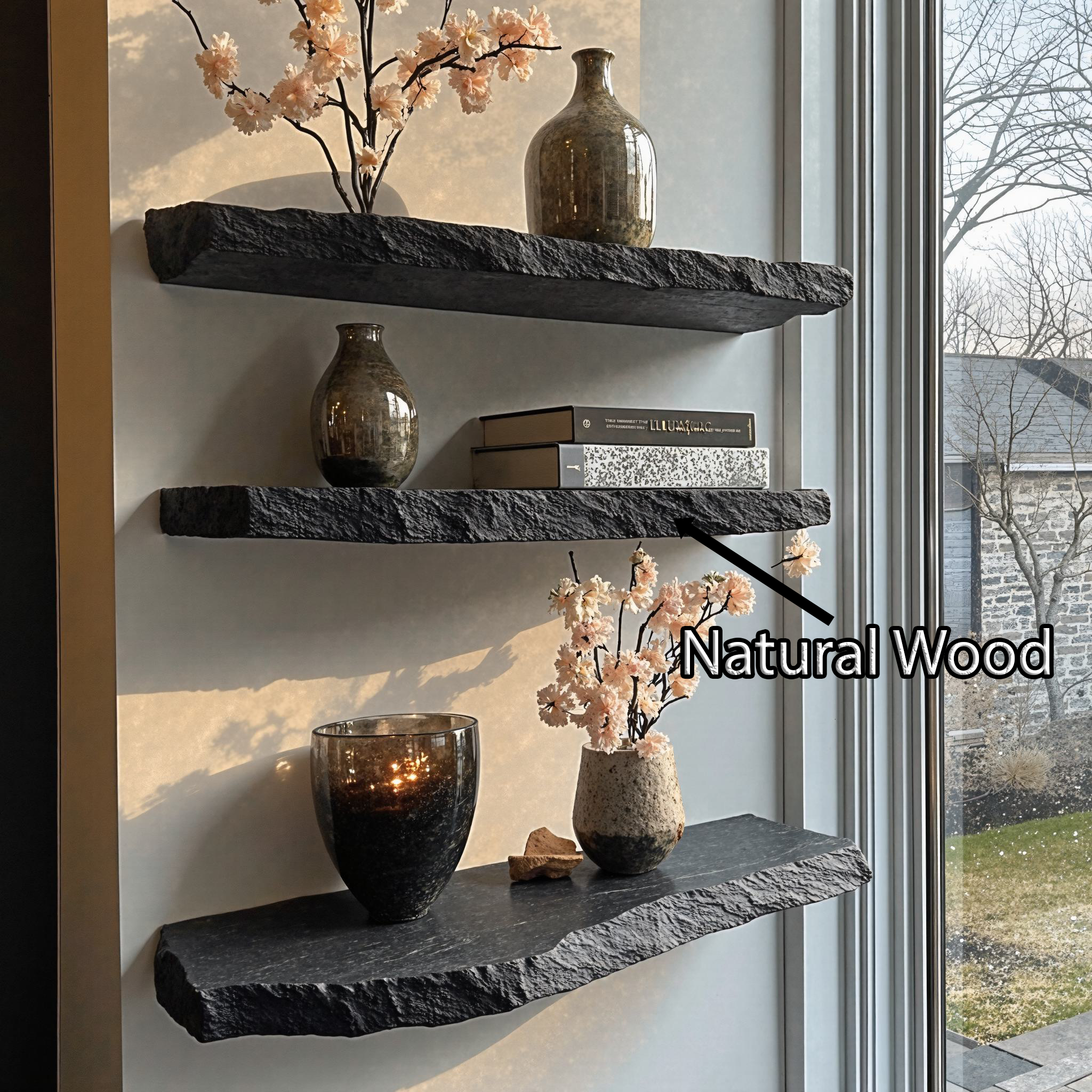 Rustic Black Wood Floating Shelves For Dining Room SILDTFL126