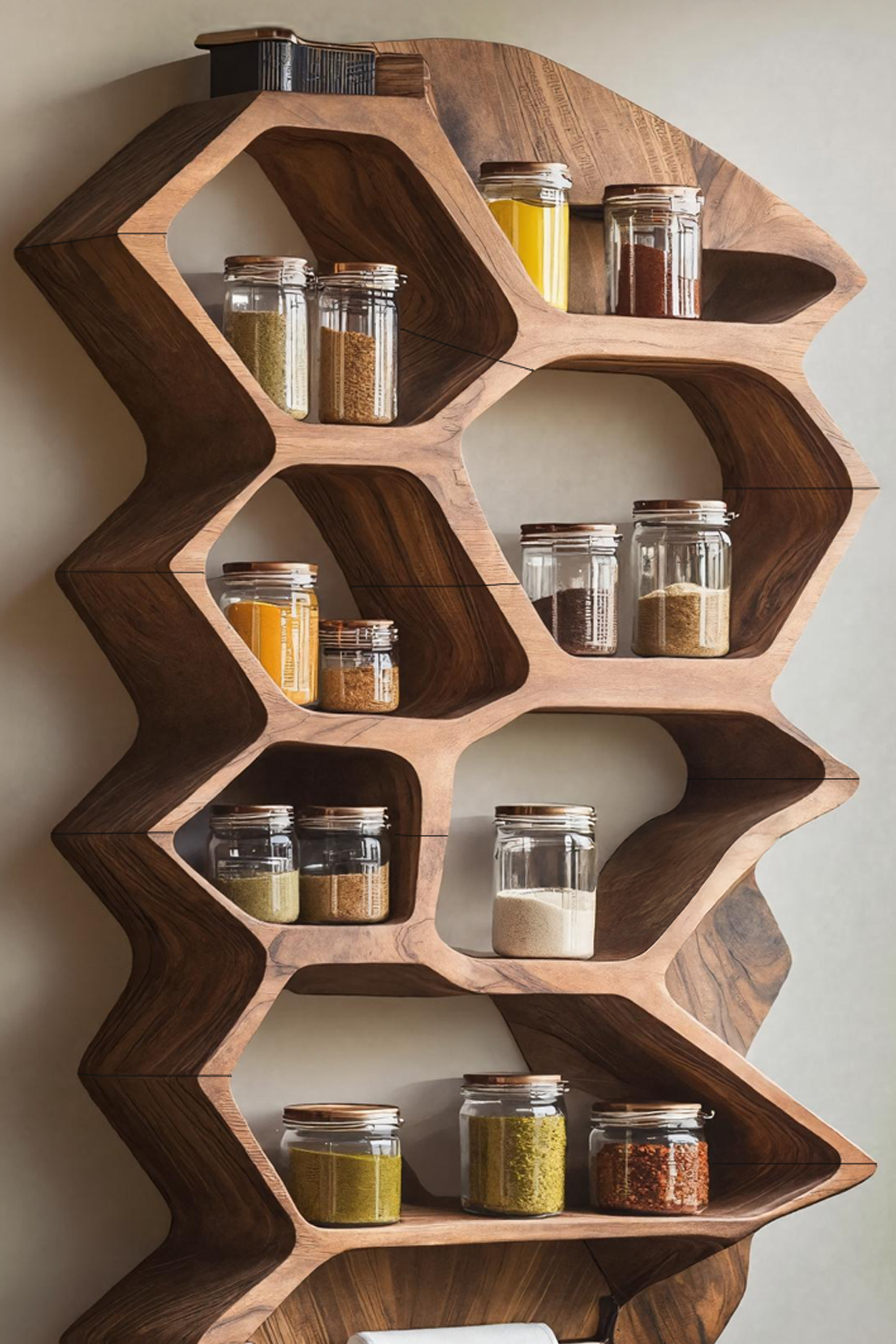 Rustic Wooden Spice Rack Shelf For Entryway Or Kitchen SILDTTRSRS017