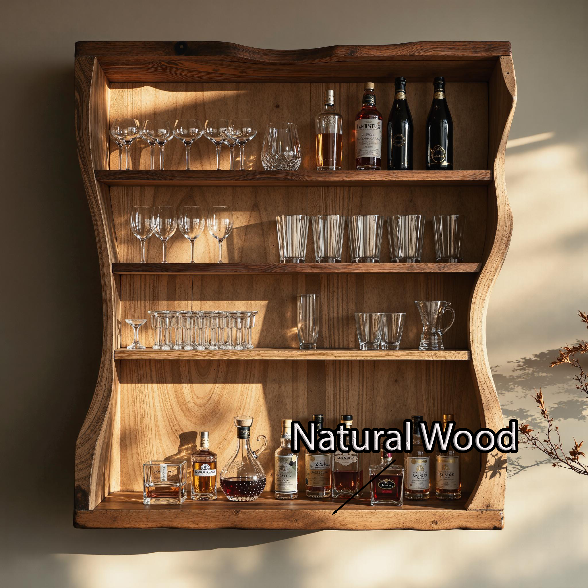 Handcrafted Wood Wine Bar Shelf For An Elegant Touch In Your Space SILDTBAR015